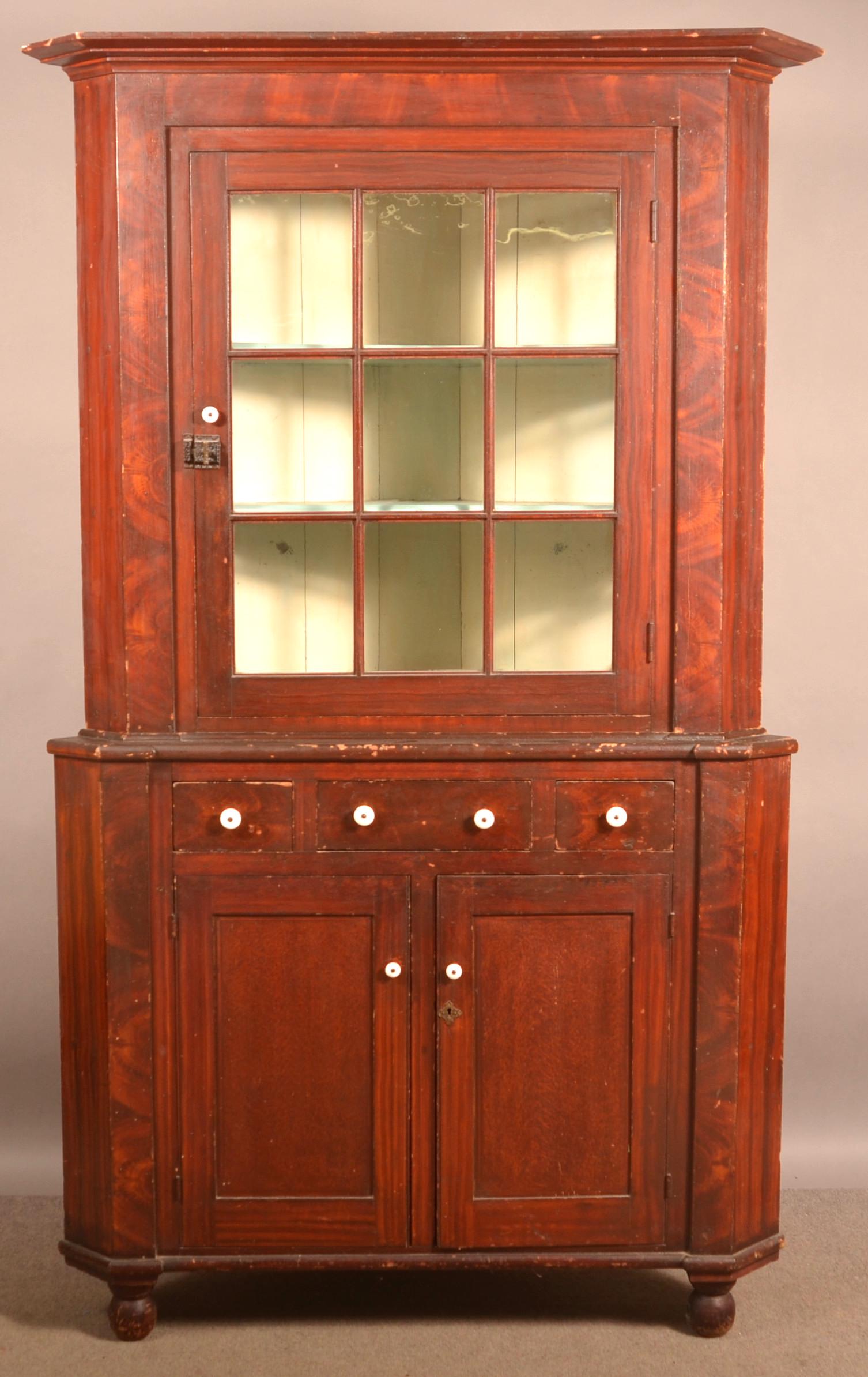 York County, PA Grain Painted Corner Cupboard. (1 of 5)