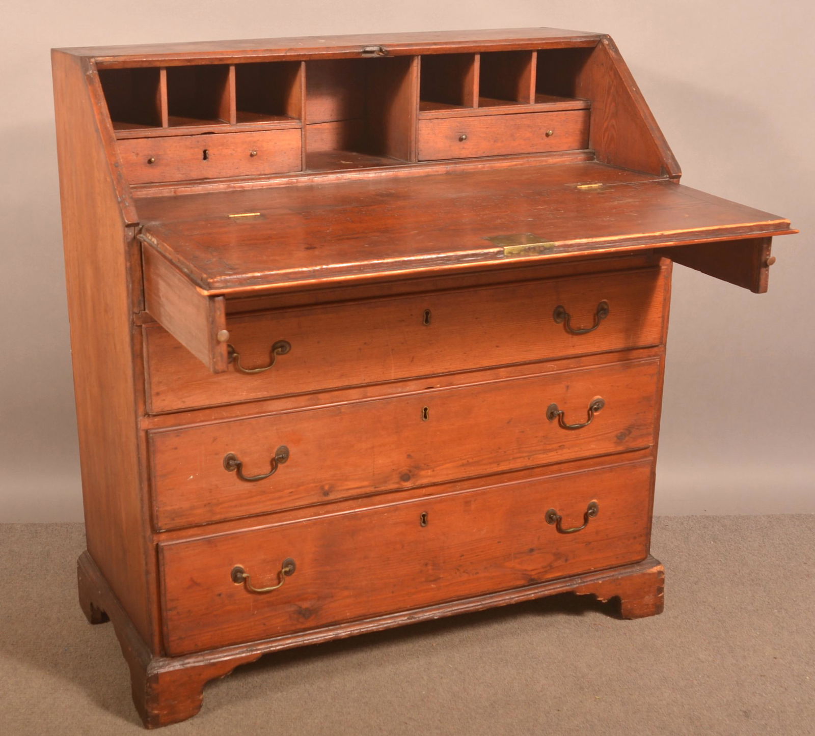 American Chippendale Softwood Slant-Lid Desk. (1 of 6)