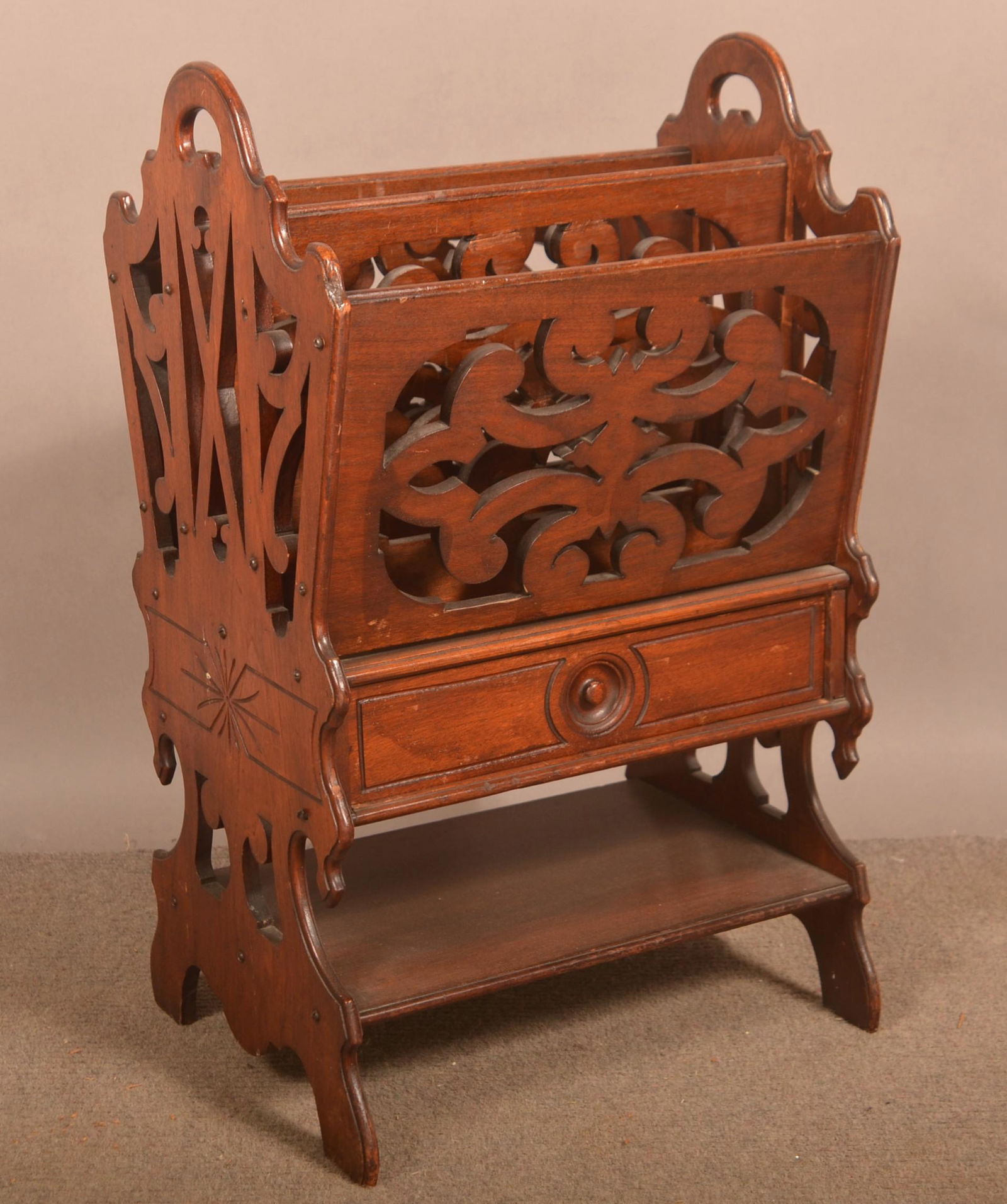 American Victorian Walnut Magazine Stand. (1 of 4)