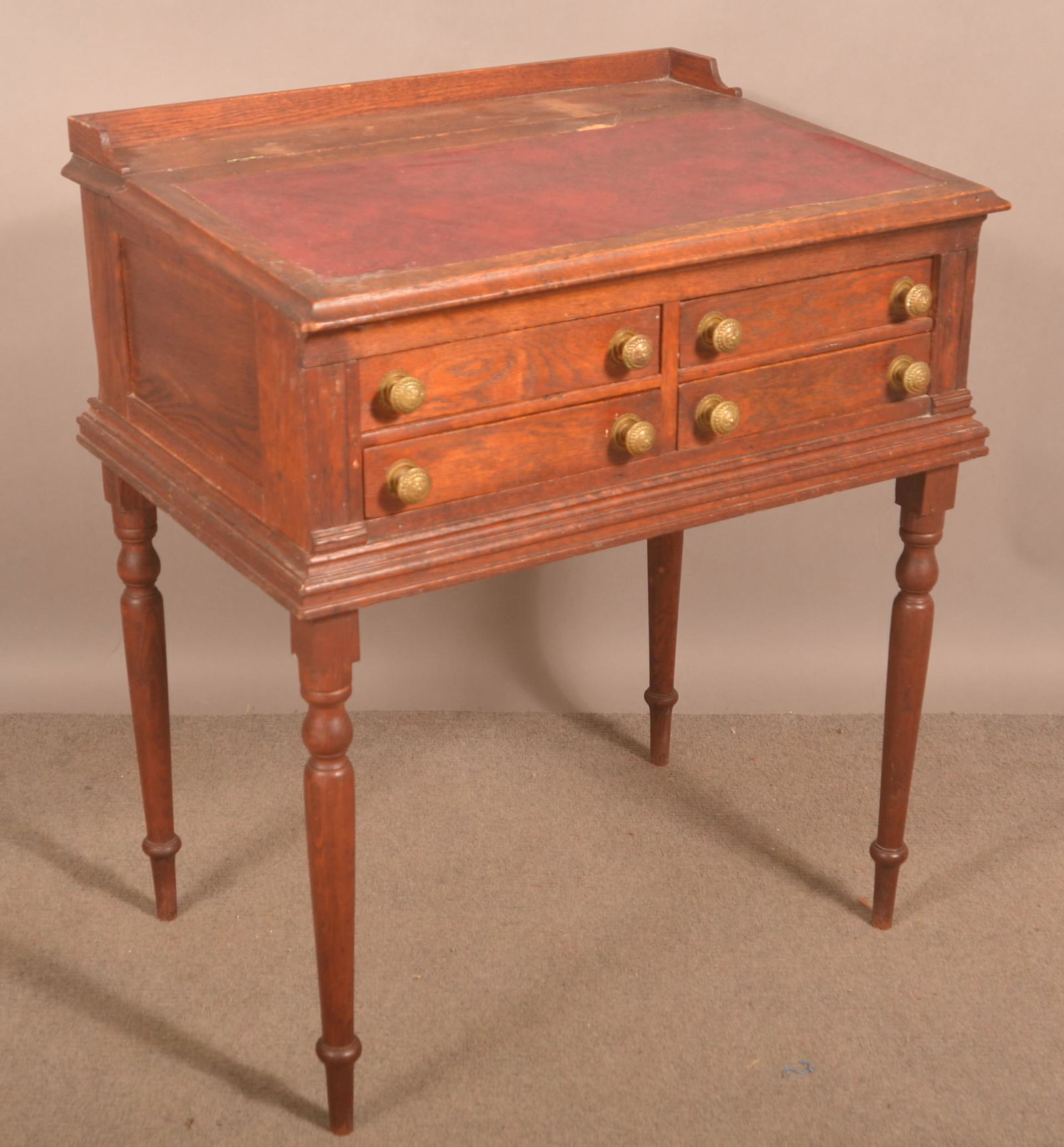 Antique Oak Spool Cabinet Desk. (1 of 5)