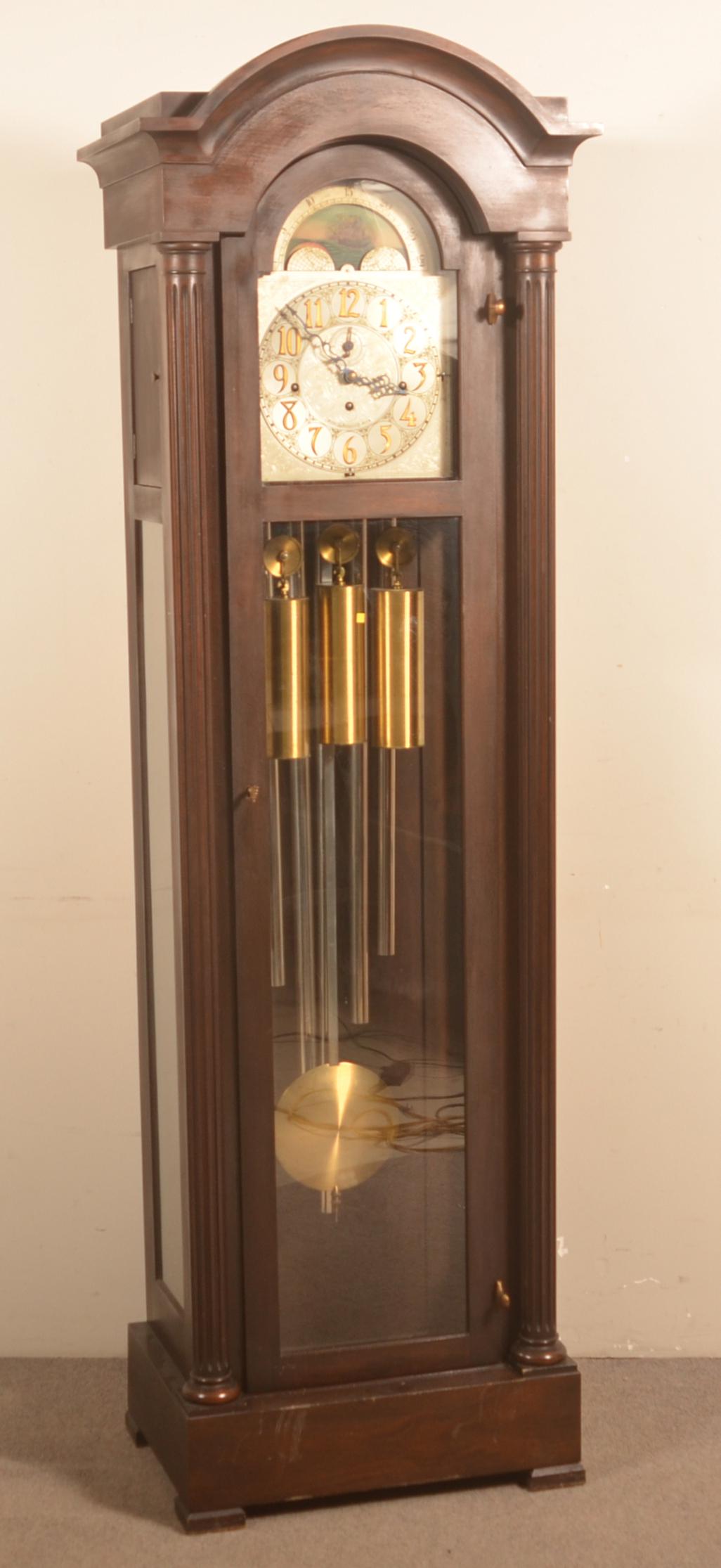 Jacques Mahogany Tall Case Chime Clock. (1 of 5)