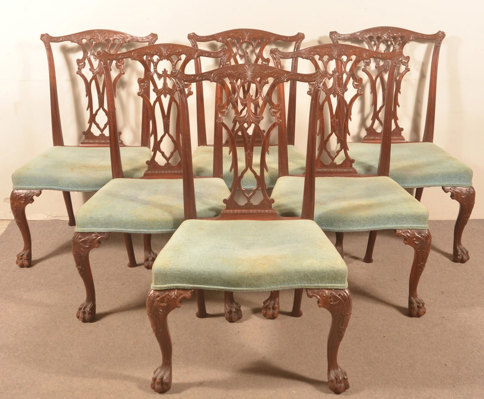 Six Chippendale Style Mahogany Side Chairs. (1 of 5)