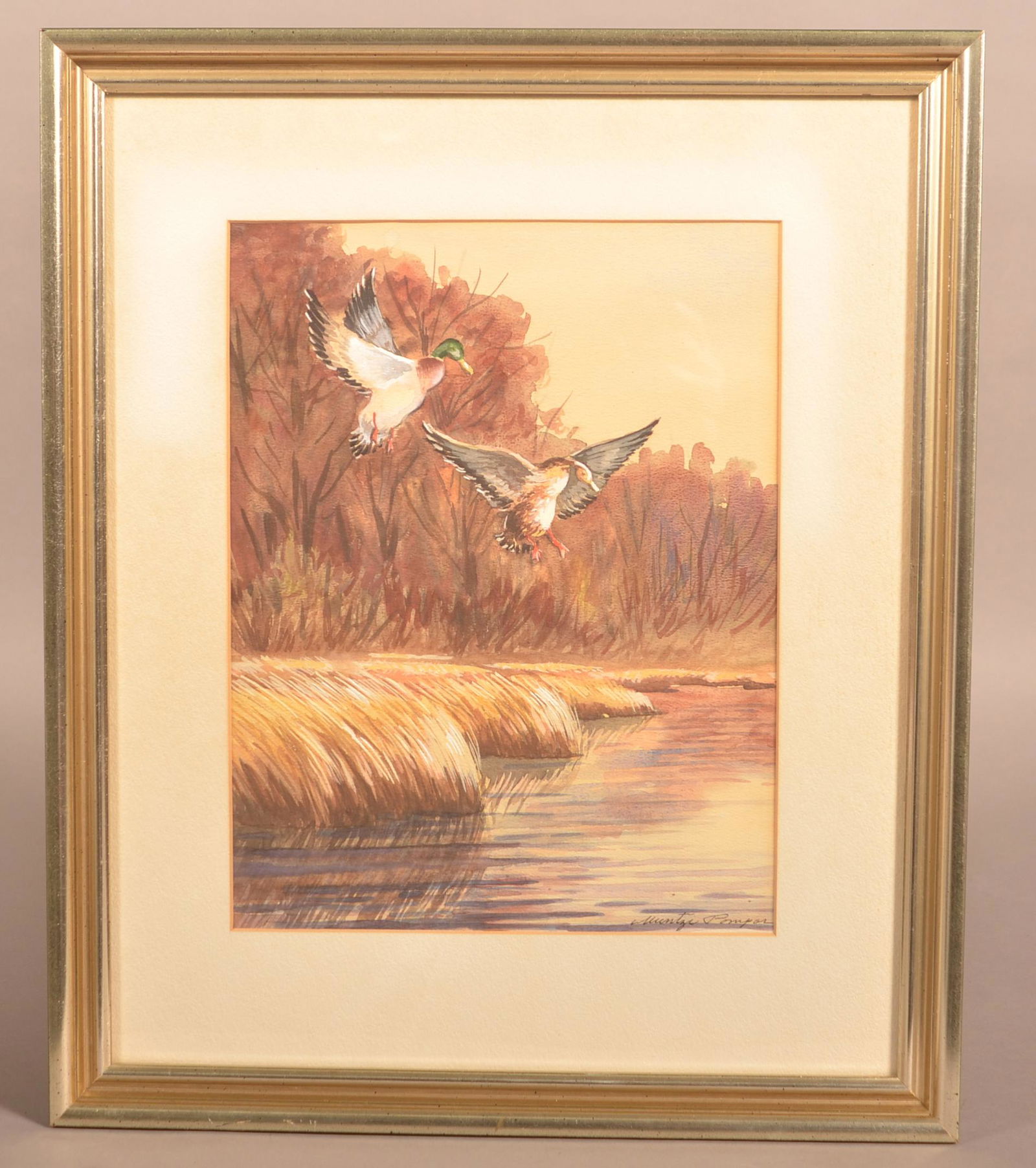 Margaret "Muntzi" Pompar Ducks Watercolor. (1 of 3)