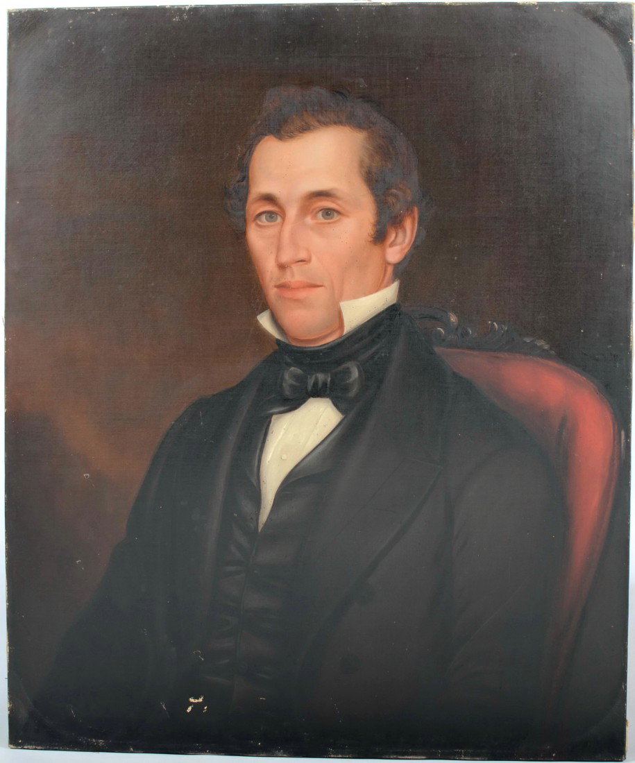 Pair of Oil on Canvas Portraits, unsigned man and wo - 4