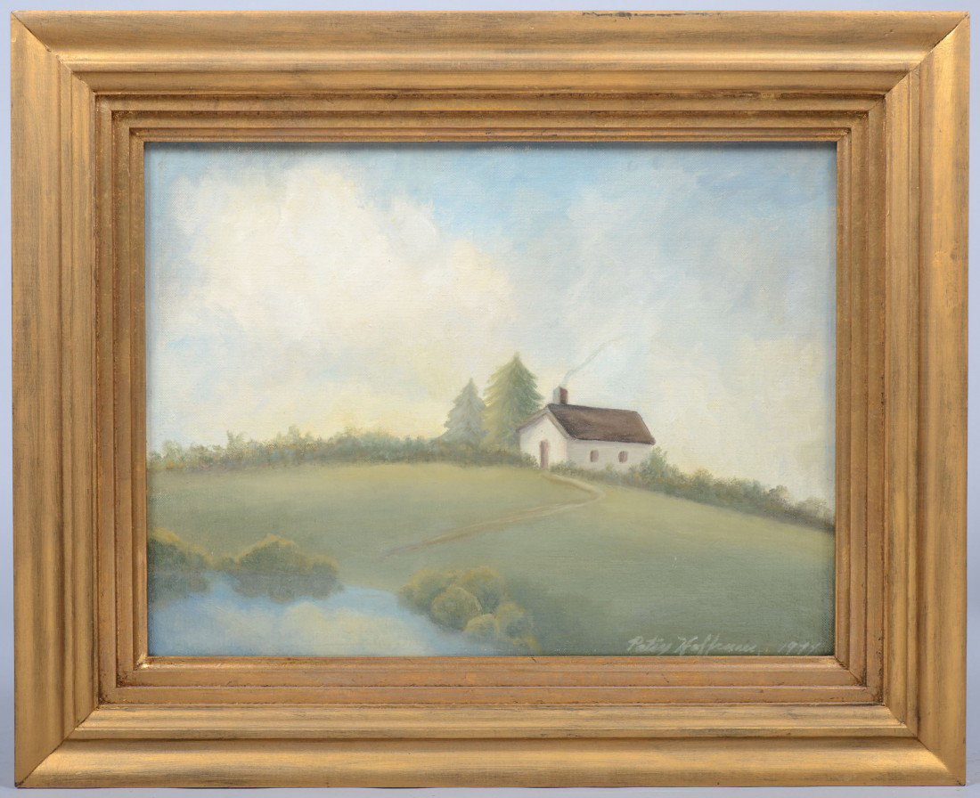 Oil on Artist's Board of Landscape with Cottage, si