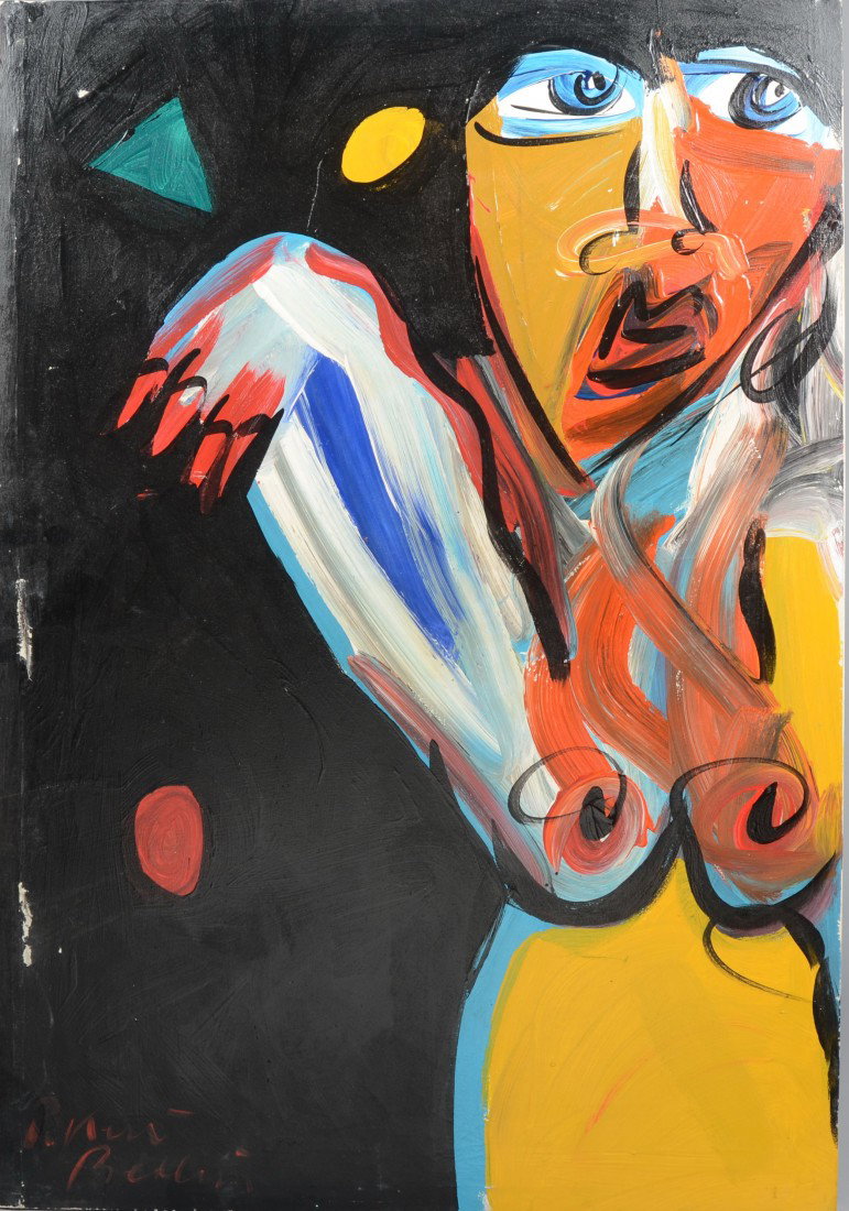 Acrylic on Canvas of Abstract Figure, signed: "P. : Acrylic on Canvas of Abstract Figure, signed: "P. Keil, Berlin" in lower left corner. Peter Robert Keil, born 1942 in Poland, moved to Berlin and was a student at Akademie fur Bildende Kunste. He work