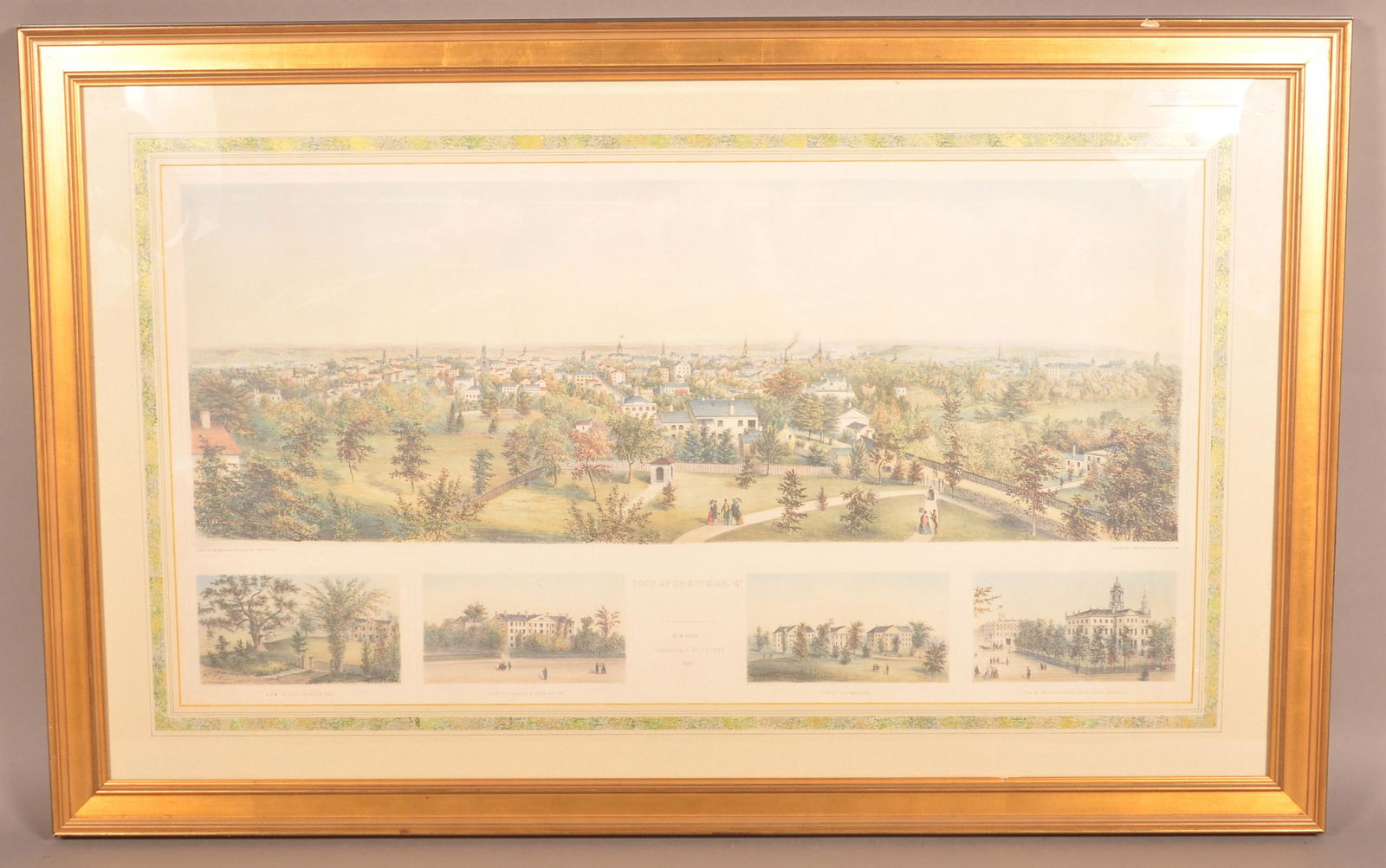 View of Hartford, Ct. Whitefield Color Lithograph. (1 of 4)
