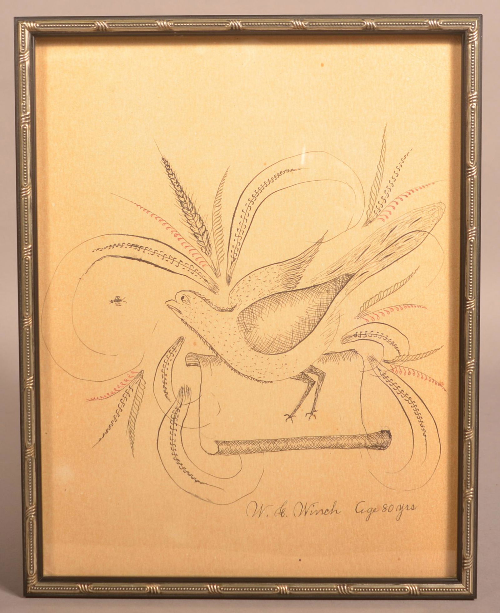 Antique Calligraphy Drawing of a Dove. (1 of 2)