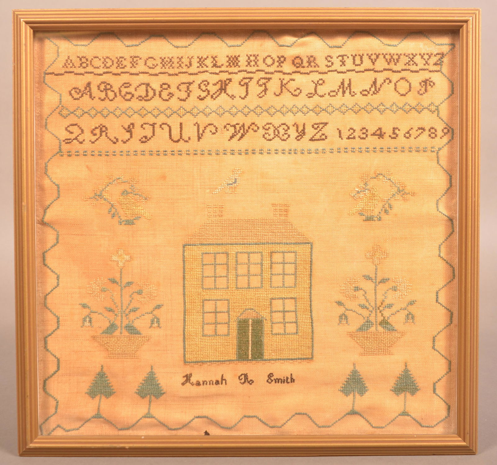19th Century Needlework Alphabet Sampler. (1 of 3)