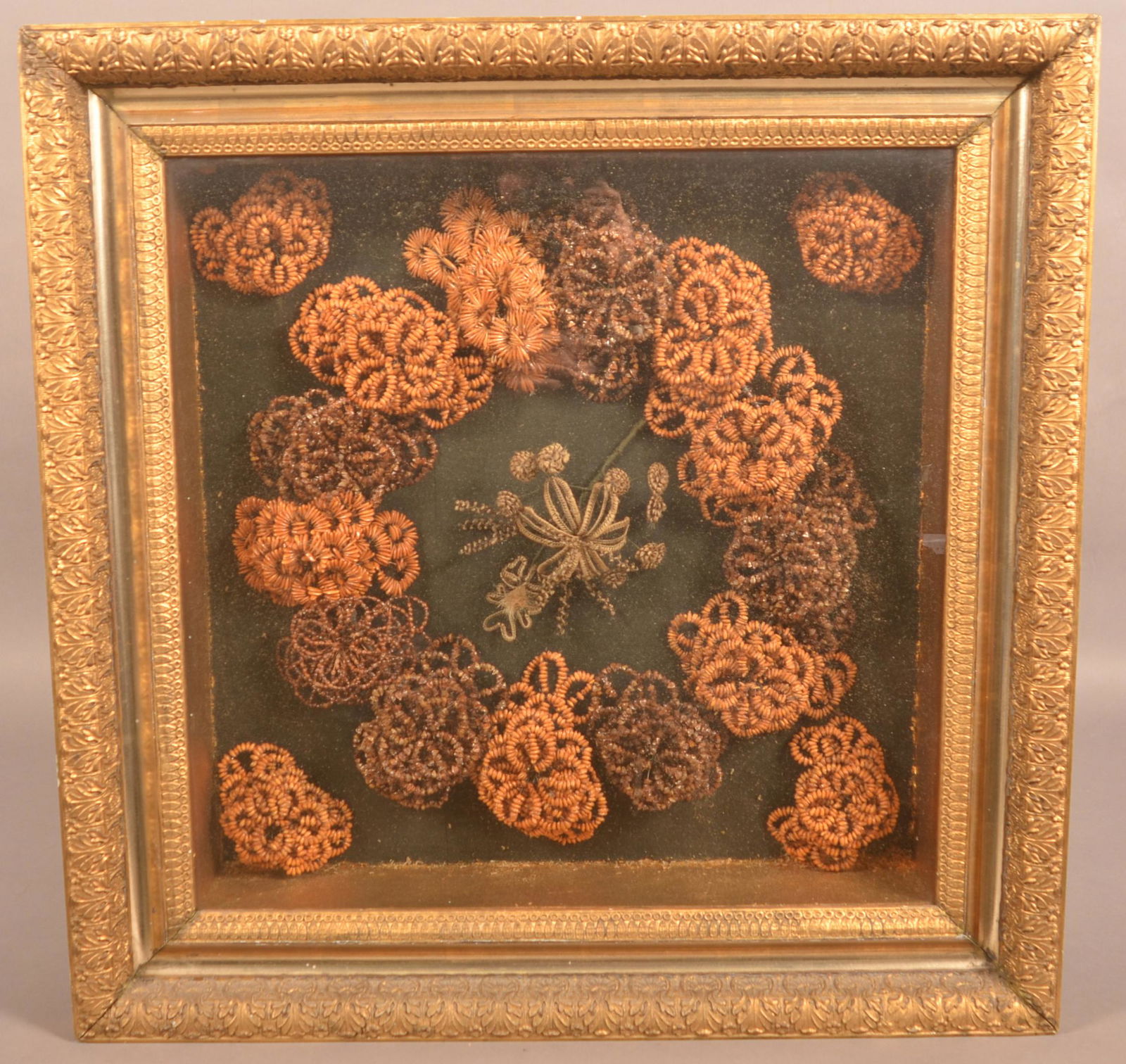 Victorian Seed and Hair Work Wreath. (1 of 3)