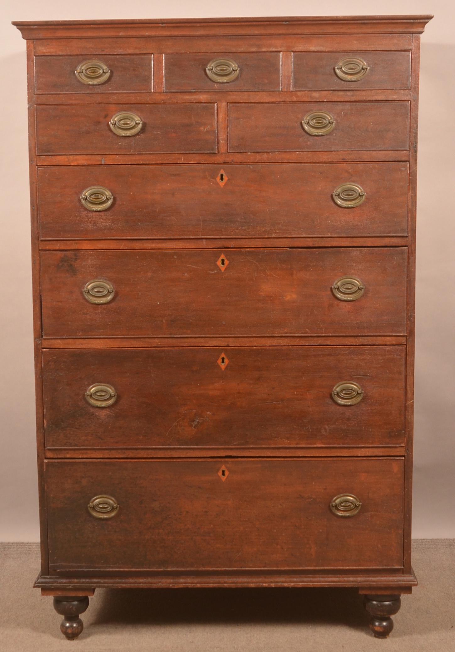 Pennsylvania Hepplewhite Walnut Tall Chest. (1 of 4)