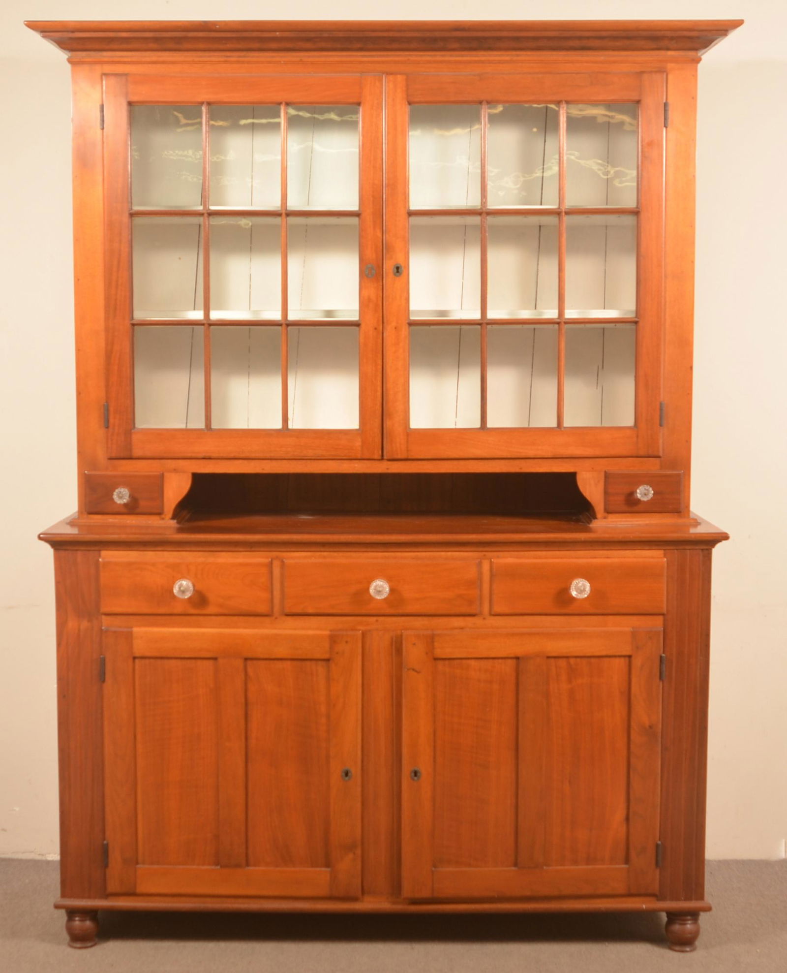 Pennsylvania Federal Walnut Two Part Dutch Cupboard. (1 of 4)