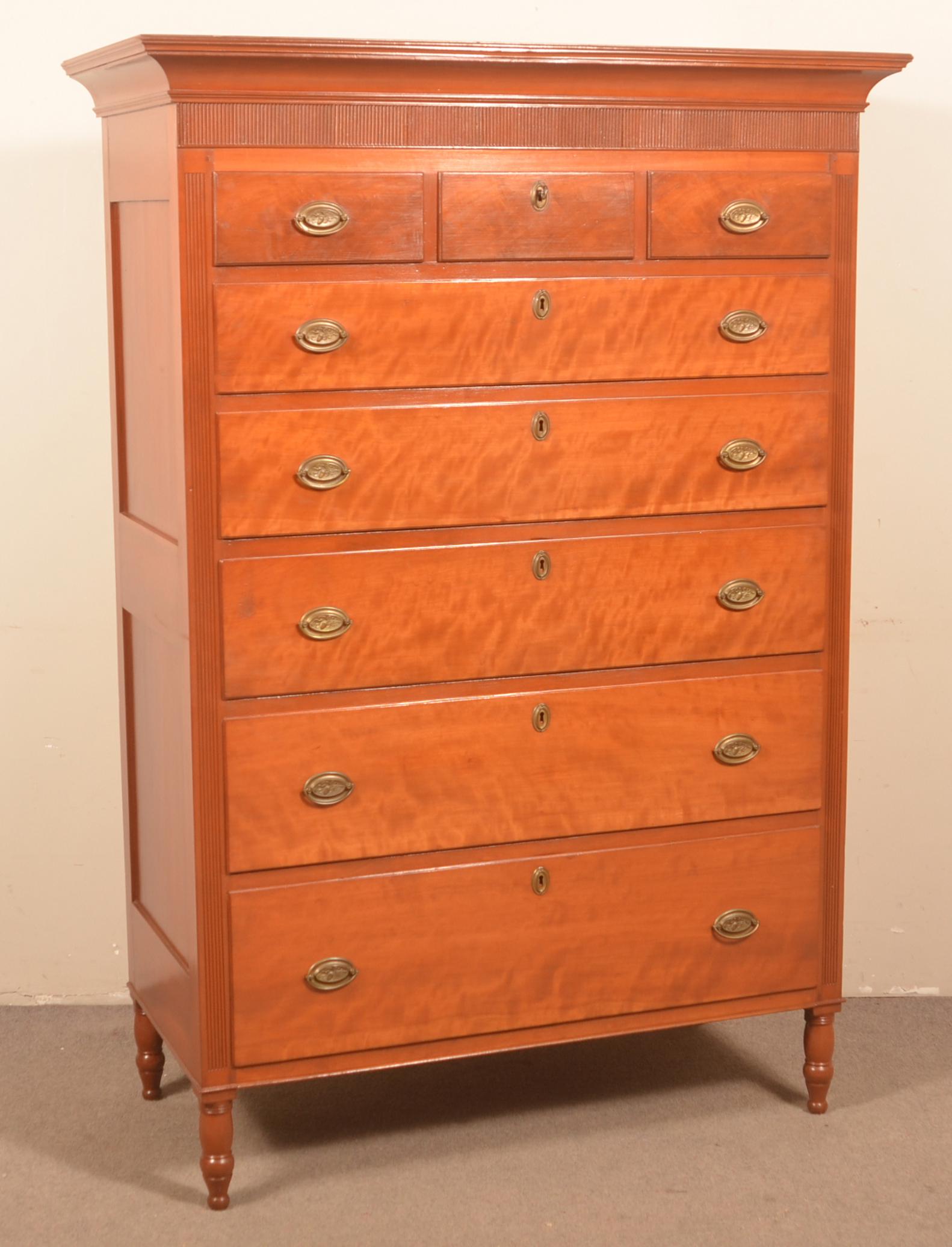 Lancaster, PA Sheraton Cherry Tall Chest. (1 of 5)