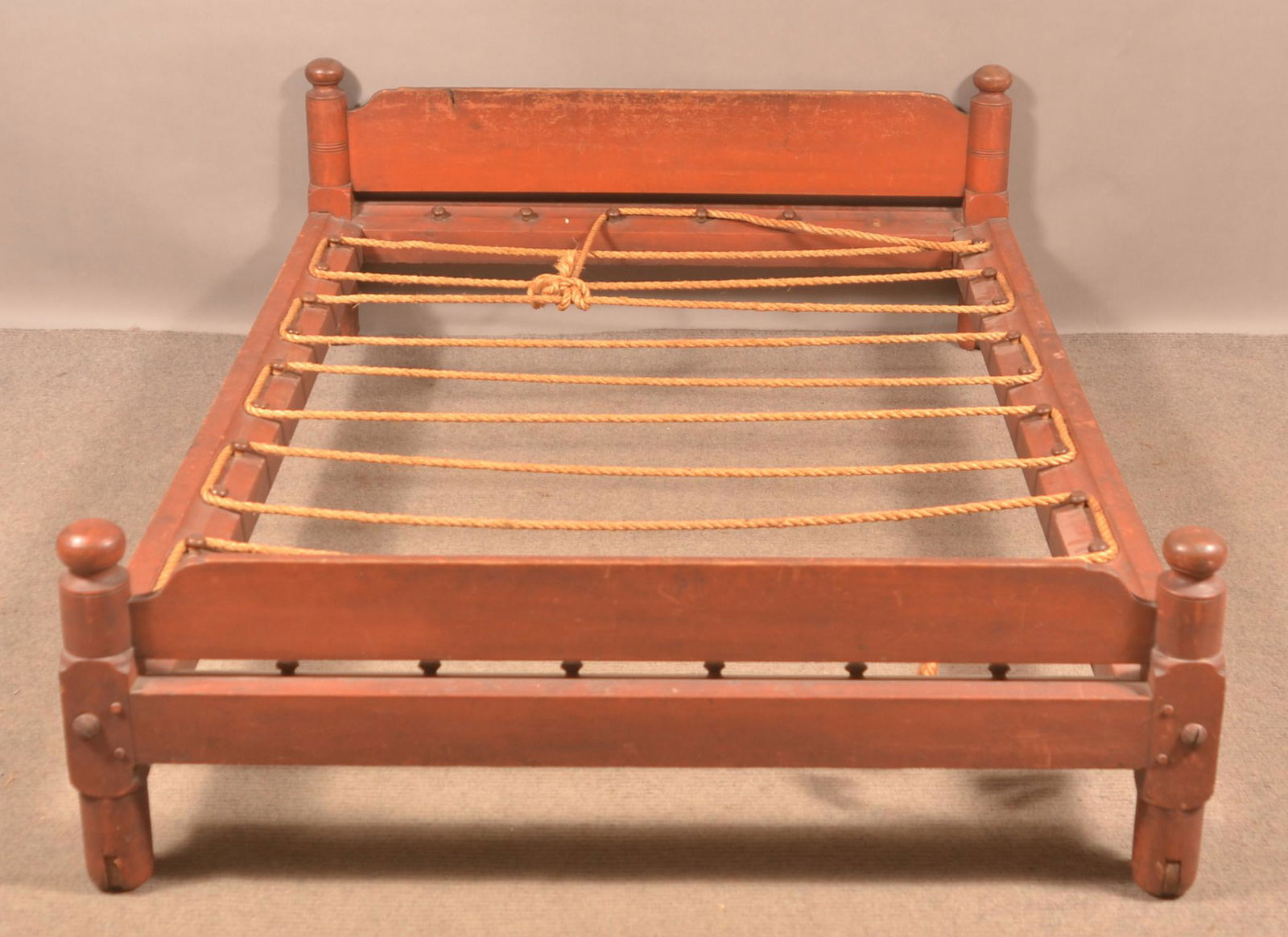 Pennsylvania 19th Century Red Painted Trundle Bed. (1 of 4)