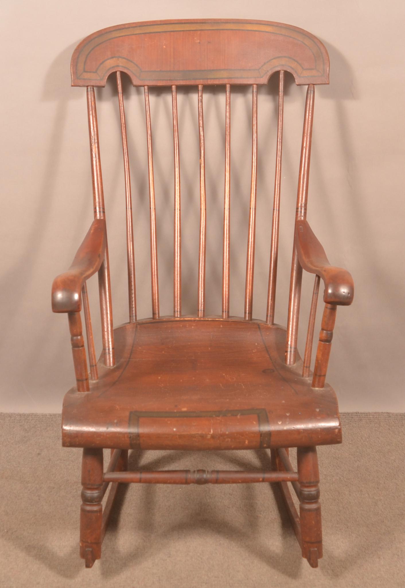 Antique Painted Spindle-Back Rocking Chair. (1 of 5)