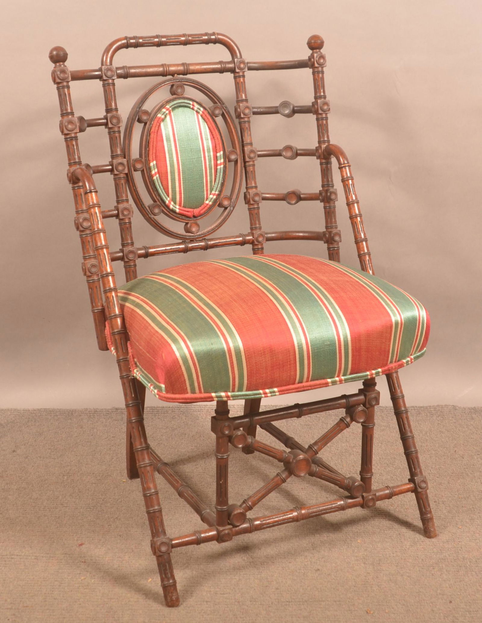 Hunzinger, N.Y. Victorian Carved Upholstered Side Chair. (1 of 4)