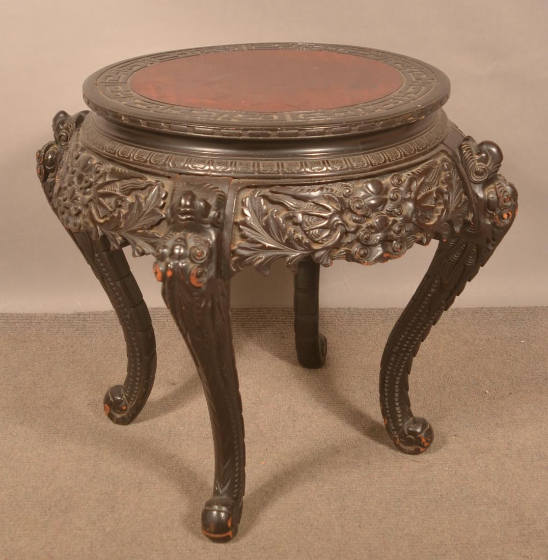 Ornately Carved Chinese Rosewood Parlor Stand. (1 of 3)
