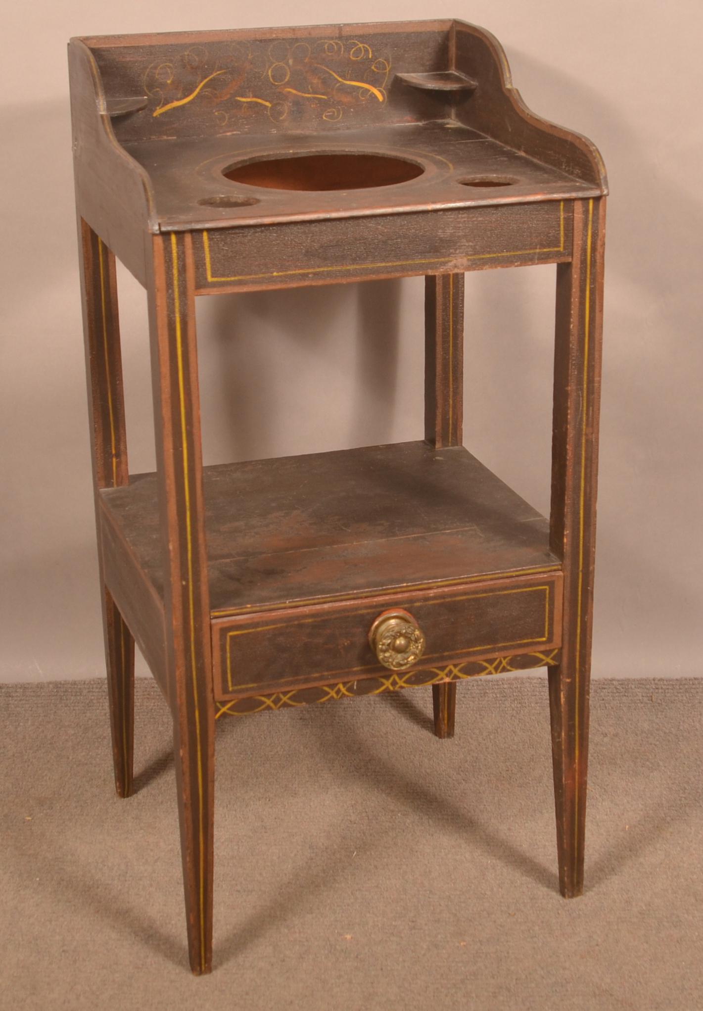 American Hepplewhite Painted Washstand. (1 of 3)