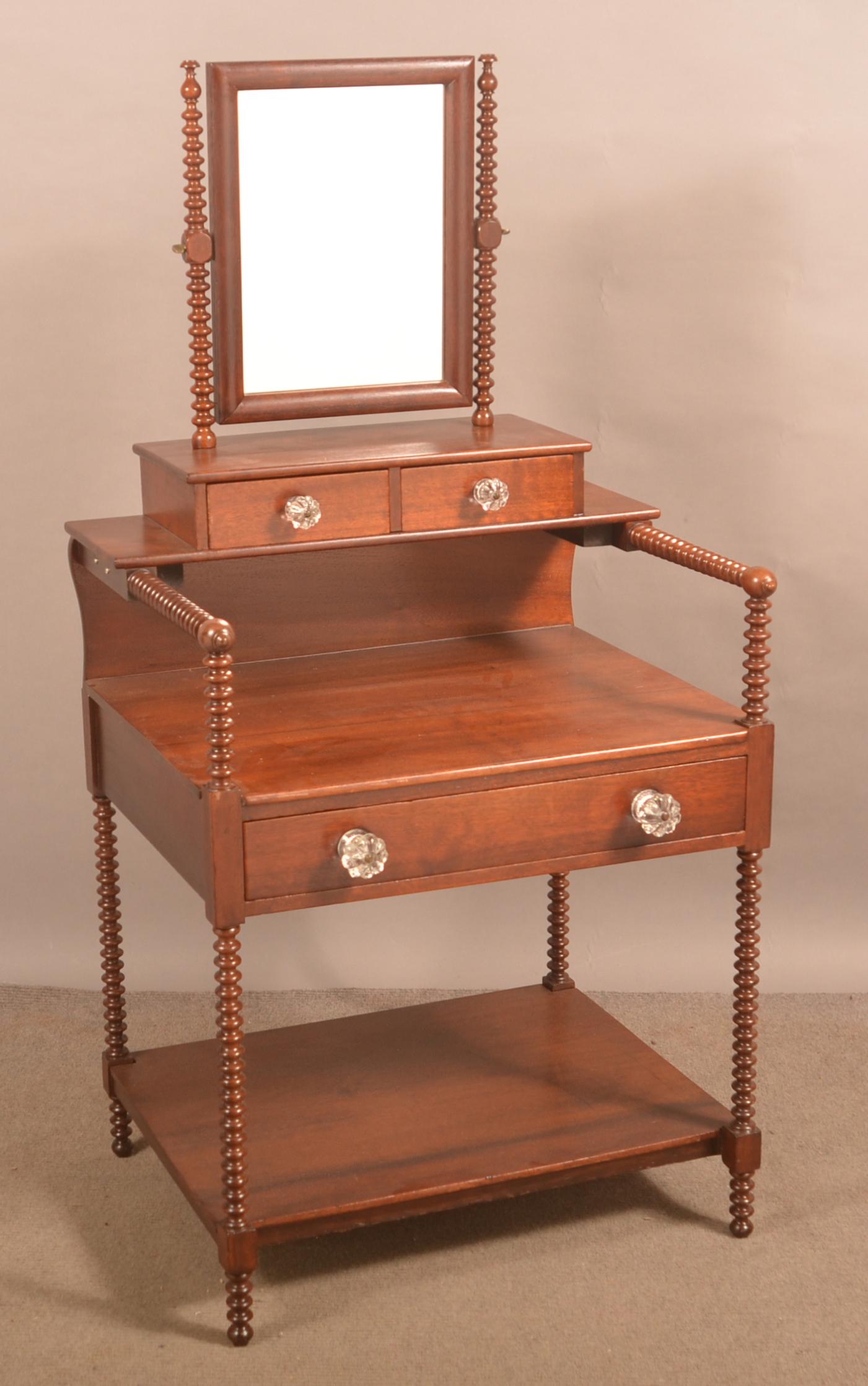 American Federal Mahogany Spool-Turned Dressing Table. (1 of 3)