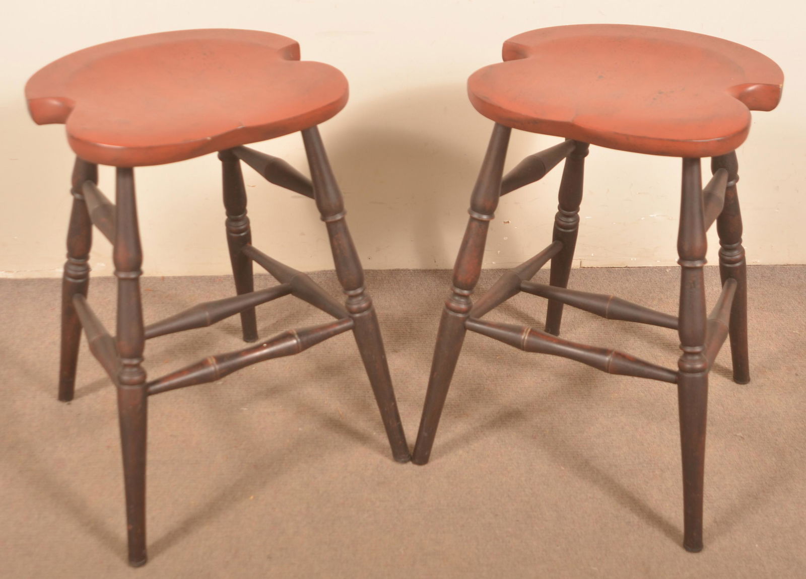 Pair of Painted Windsor Style Stools. (1 of 2)
