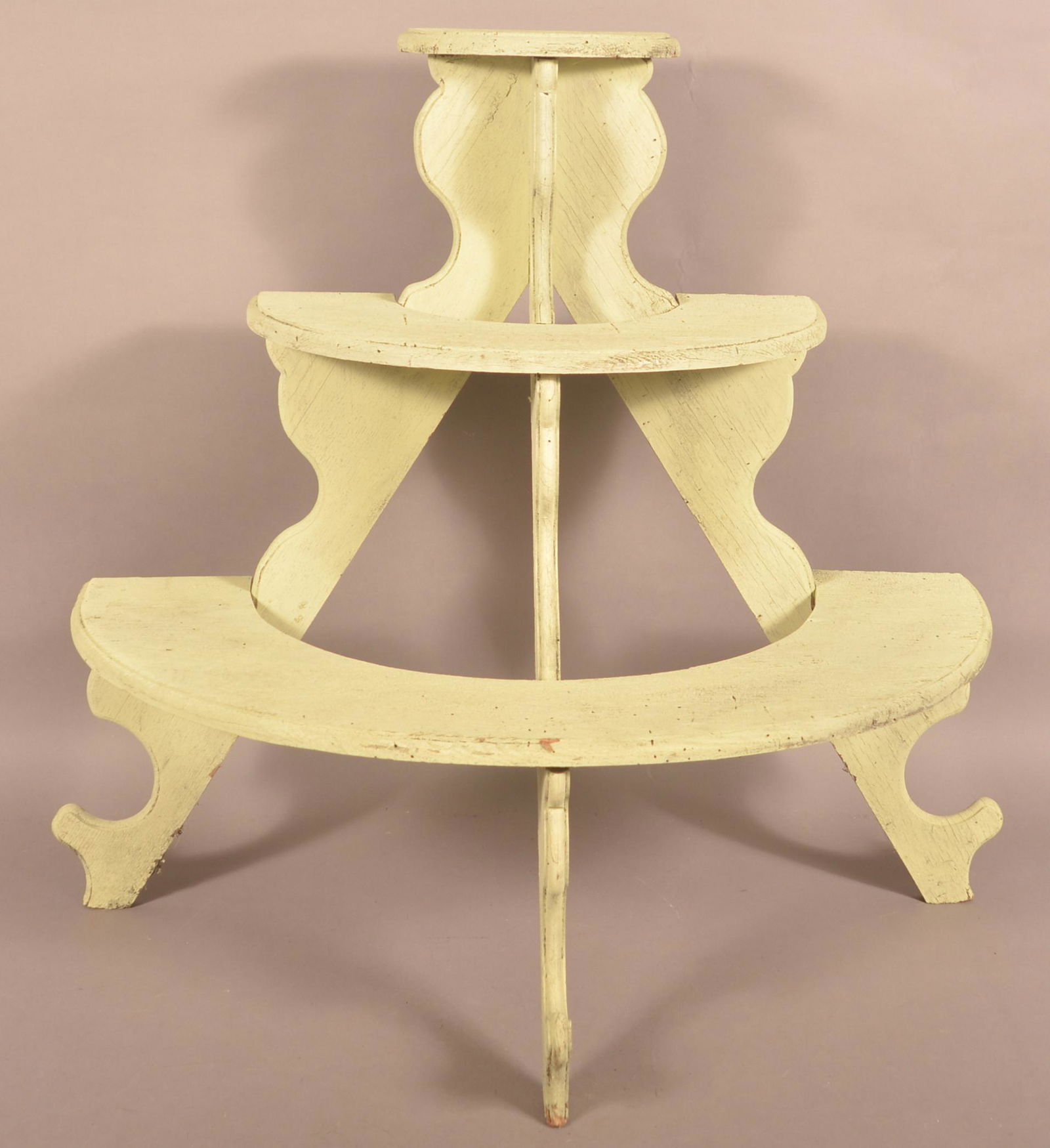 Softwood Green Painted Softwood Half Circular Plant Stand. (1 of 2)