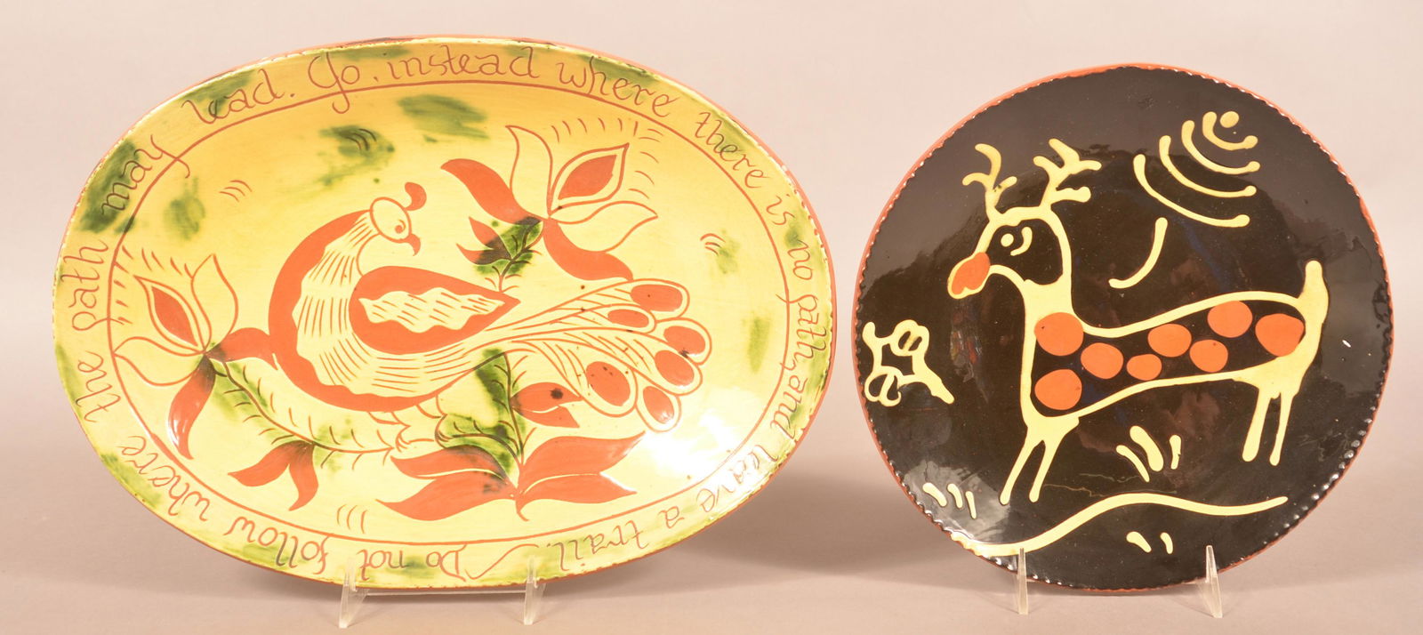 Two Pieces of Breininger Redware. (1 of 3)