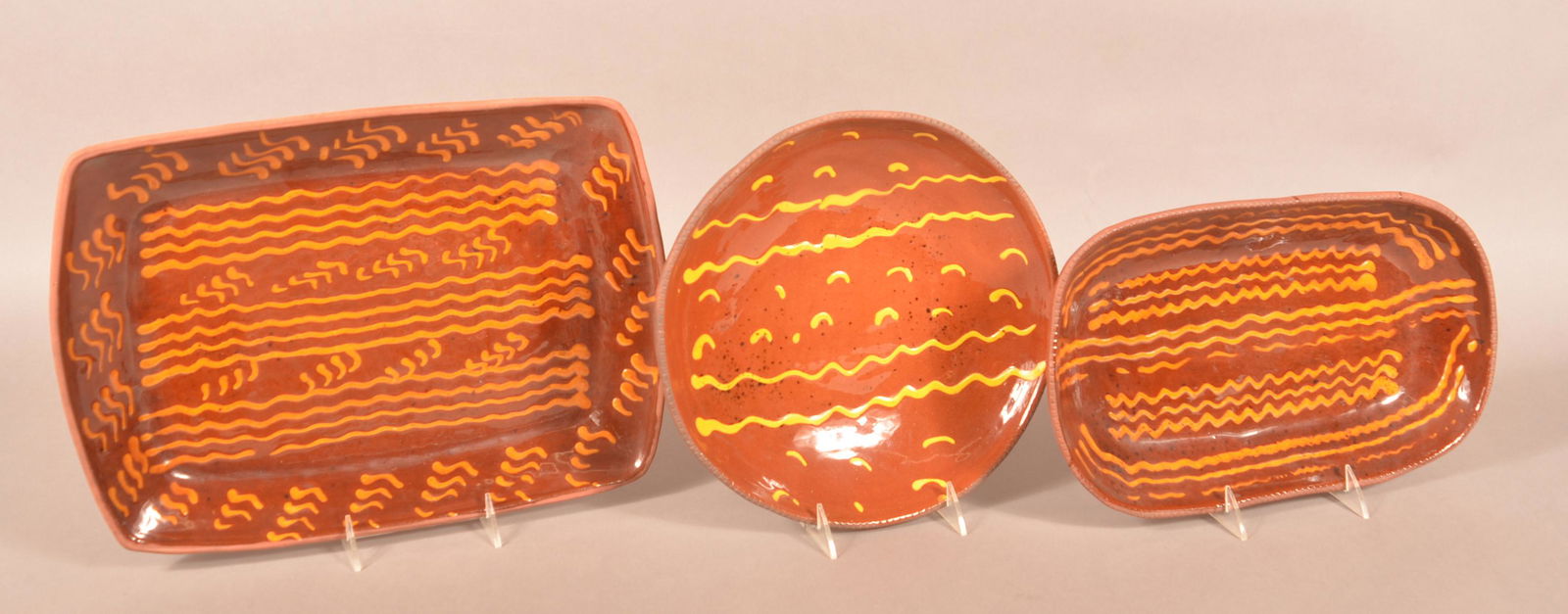 Three Pieces of Breininger Slip-Decorated Redware. (1 of 4)