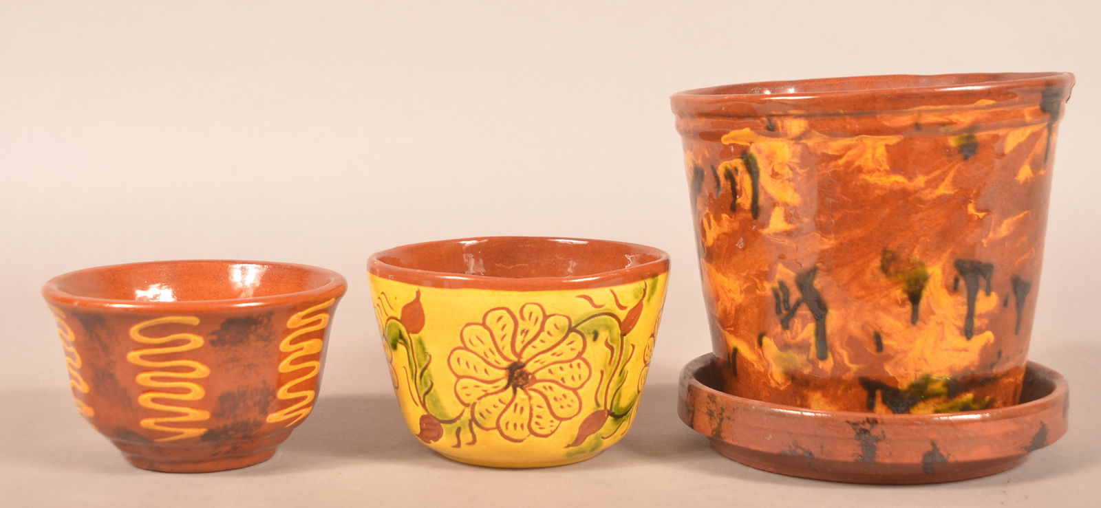 Three Various Pieces of Breininger Redware. (1 of 5)