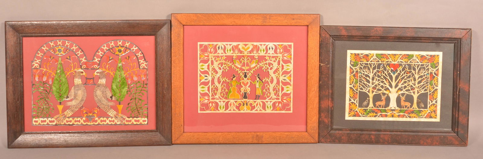 Three Contemporary Folk Art Scherenschnitte Watercolors. (1 of 4)