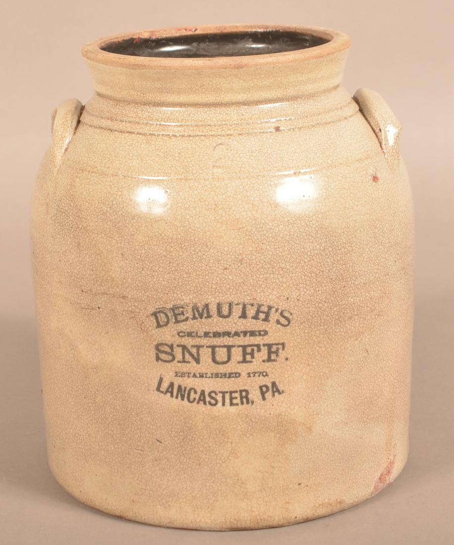 Demuth's Snuff Stoneware 2-Gallon Crock. (1 of 4)