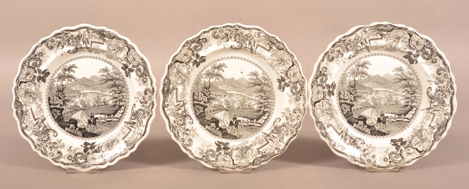 Three Staffordshire Hudson River Transfer Plates. (1 of 3)