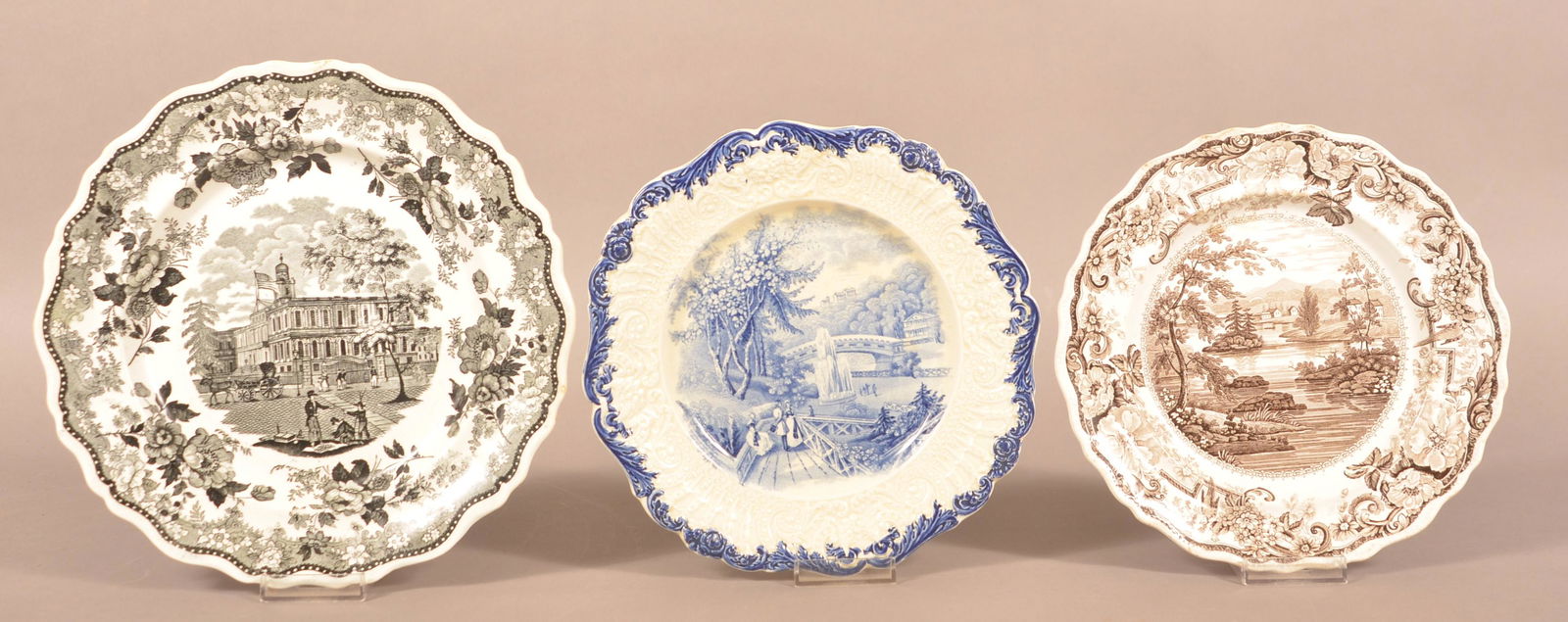 Three Historical Staffordshire China Transfer Plates. (1 of 5)