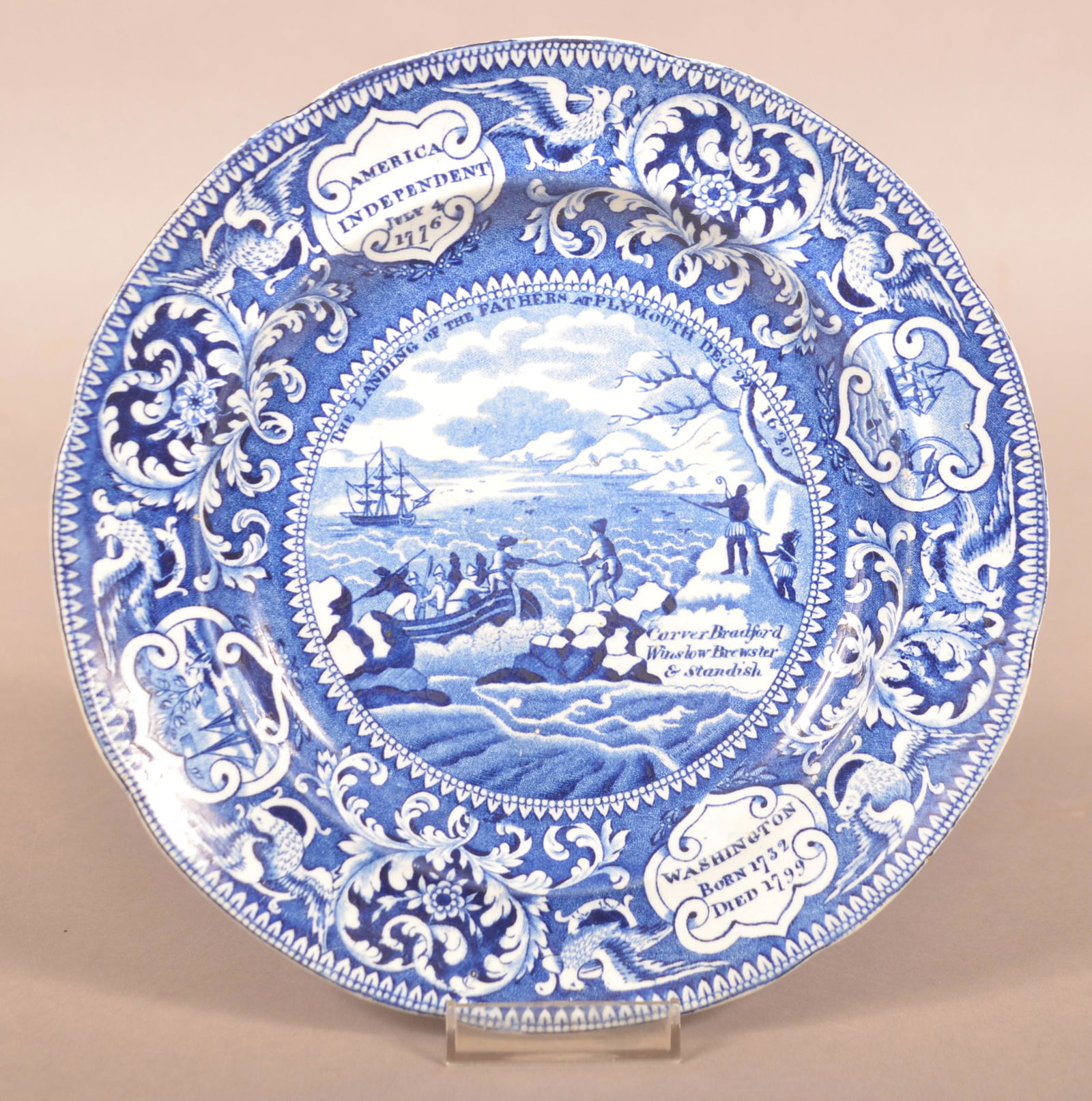 Historical Staffordshire China Blue Transfer Plate. (1 of 3)