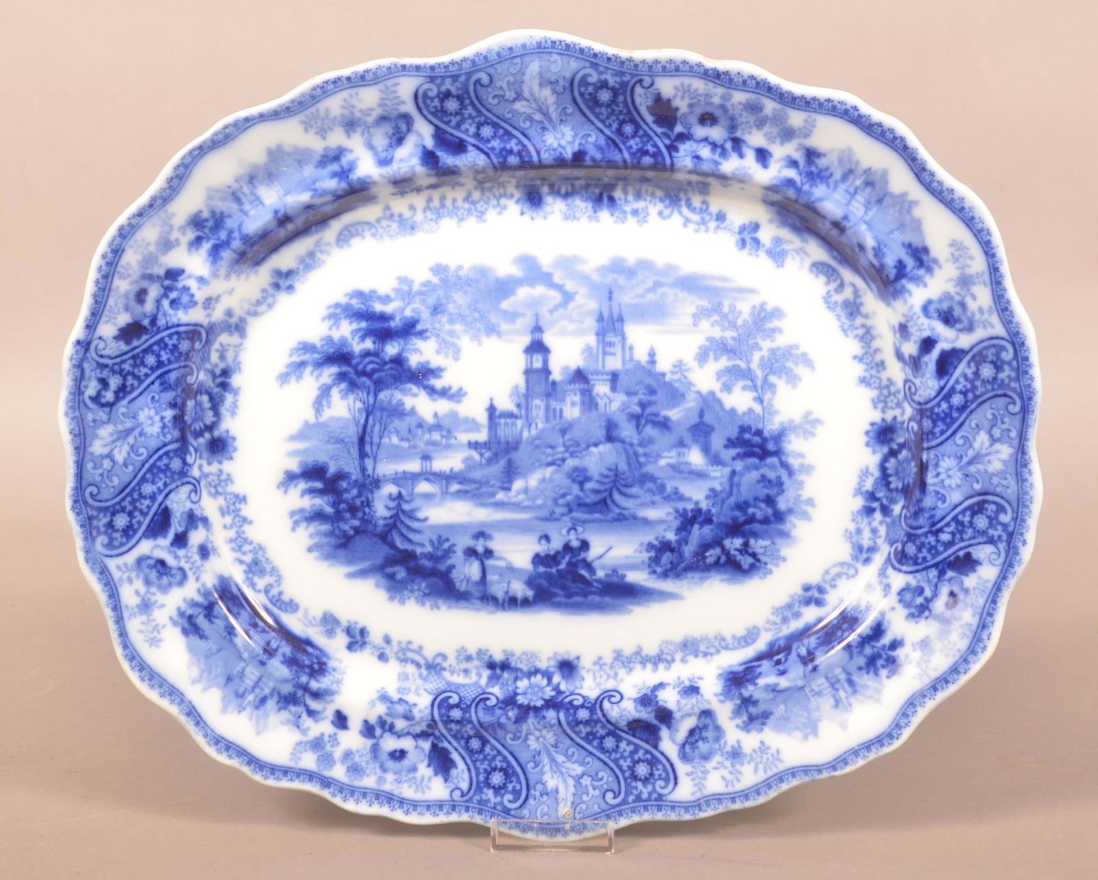 Flow Blue China ''Non Pareil'' Pattern Platter. (1 of 3)