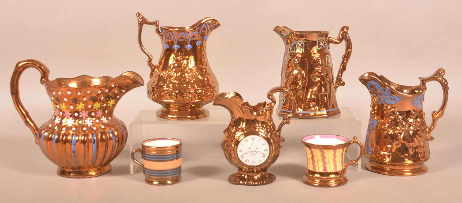 Seven Various Pieces of Copper Lustre China. (1 of 7)