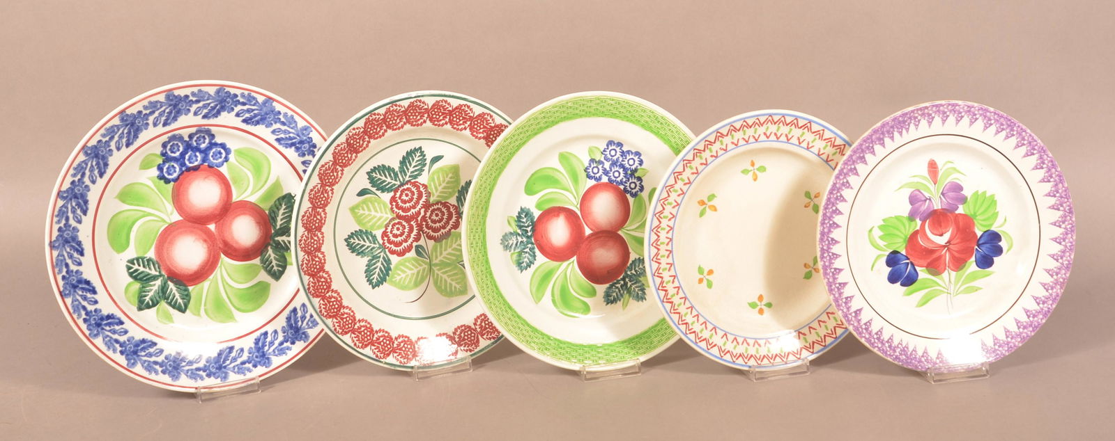 Five Various Design Spatter China Plates. (1 of 2)