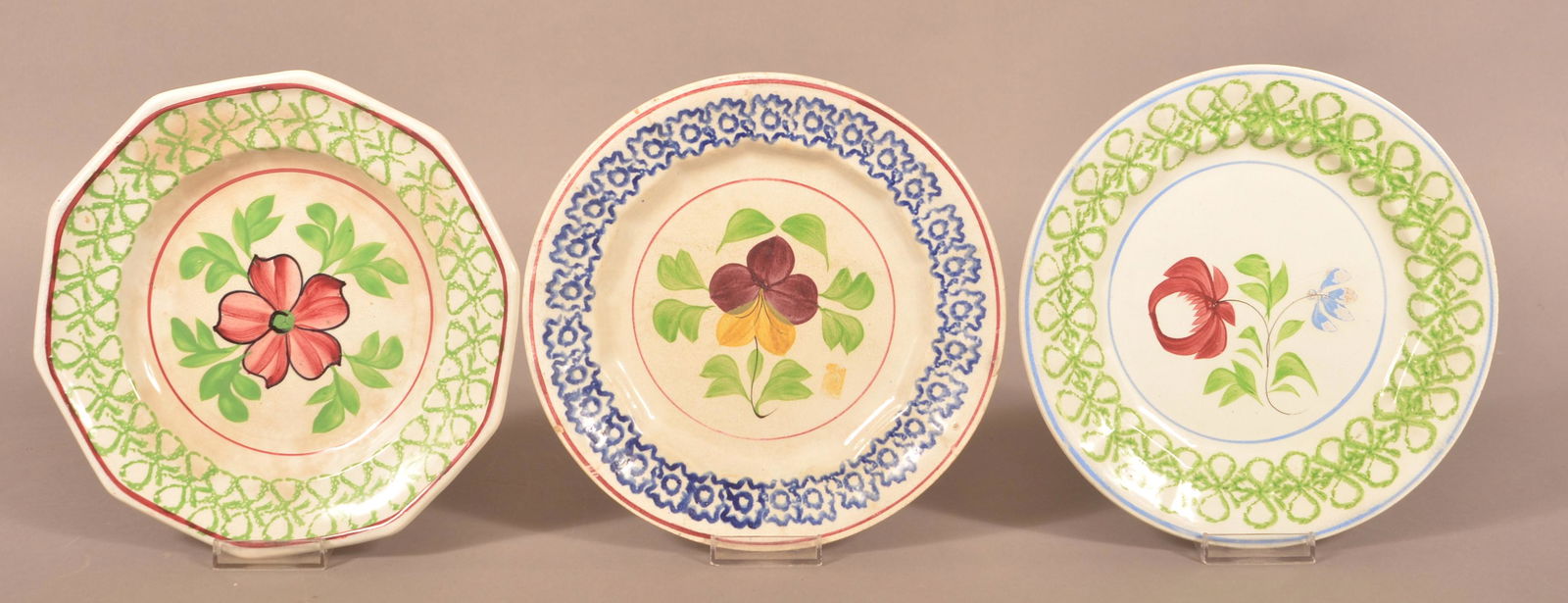 Three Various Design Spatter Ironstone China Plates. (1 of 3)