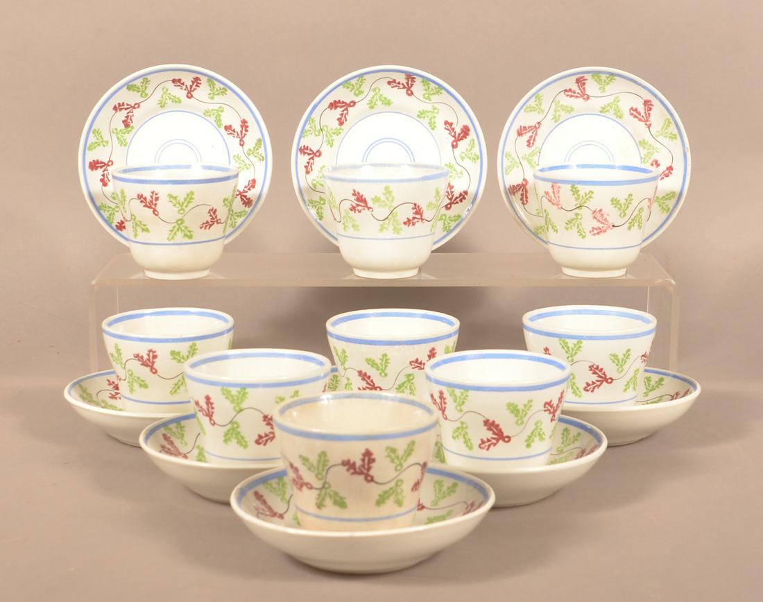 Nine Stick Spatter Ironstone China Cups and Saucers. (1 of 6)