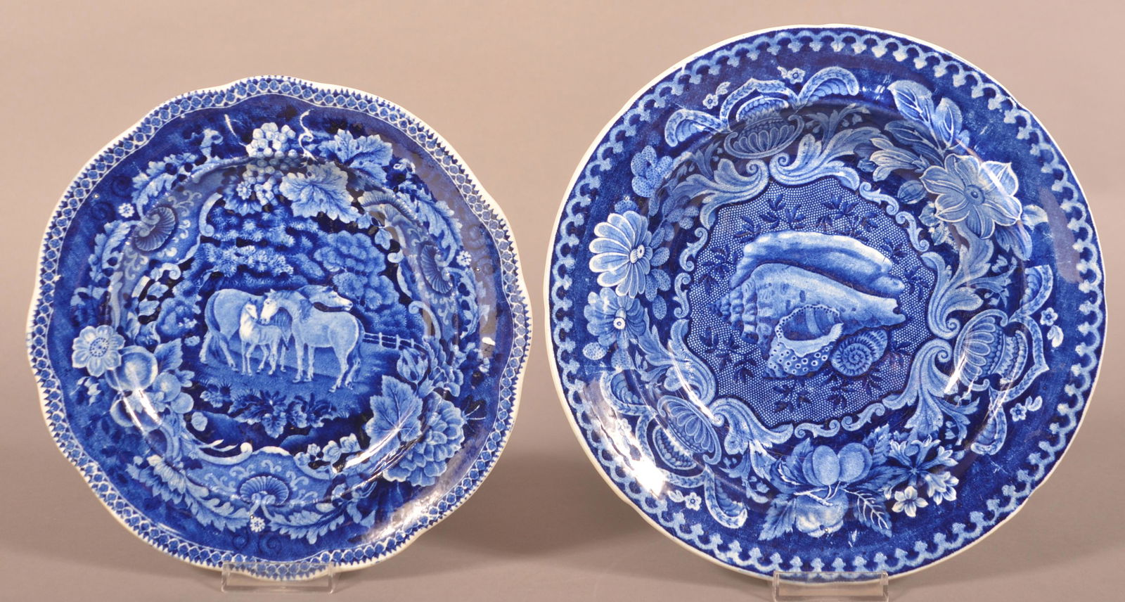 Two Staffordshire China Blue Transfer Plates. (1 of 2)