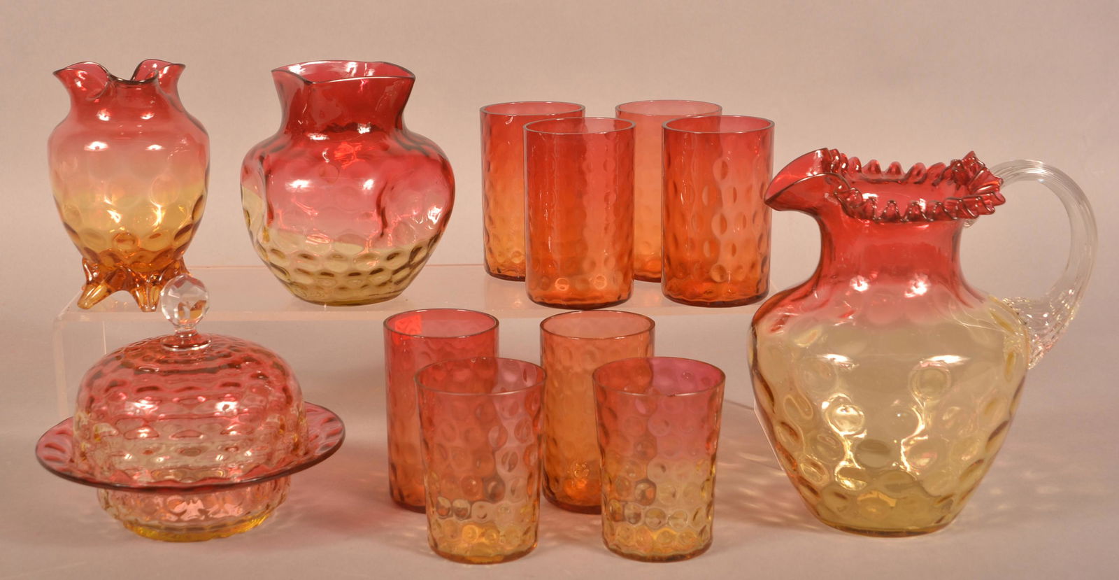 Twelve Various Pieces of Victorian Amberina Glass. (1 of 6)