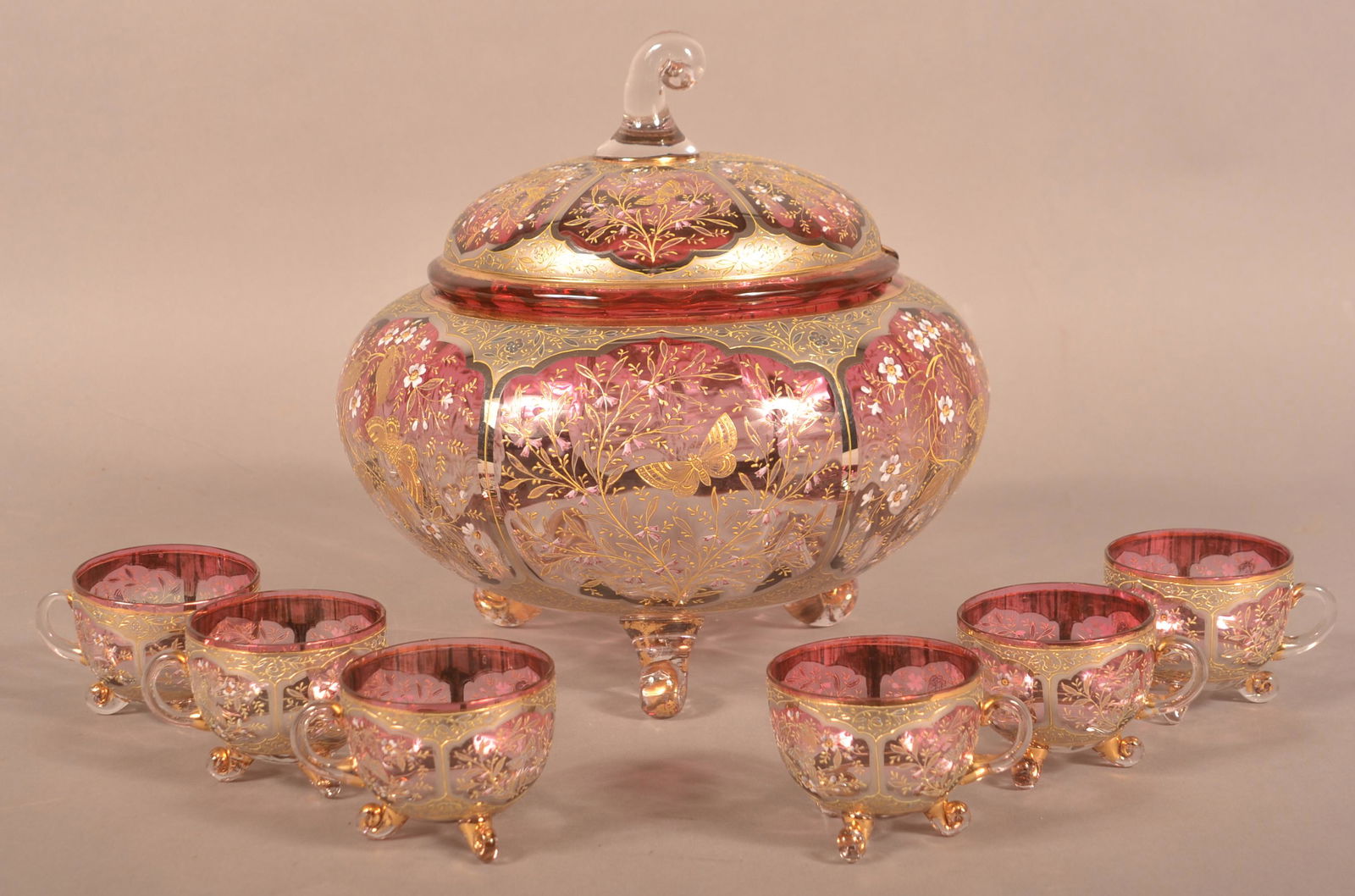 Victorian Art Glass 7-Piece Punch Set. (1 of 7)