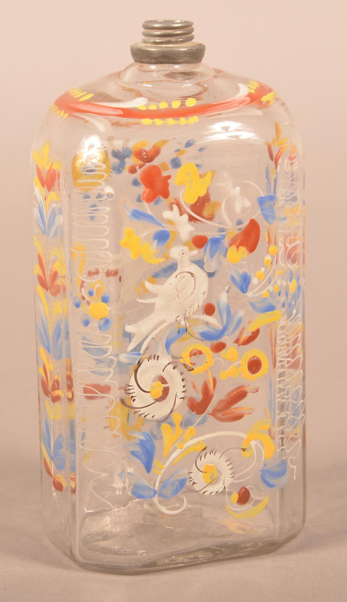Stiegel Type Blown Enamel-Decorated Cologne Bottle. (1 of 4)