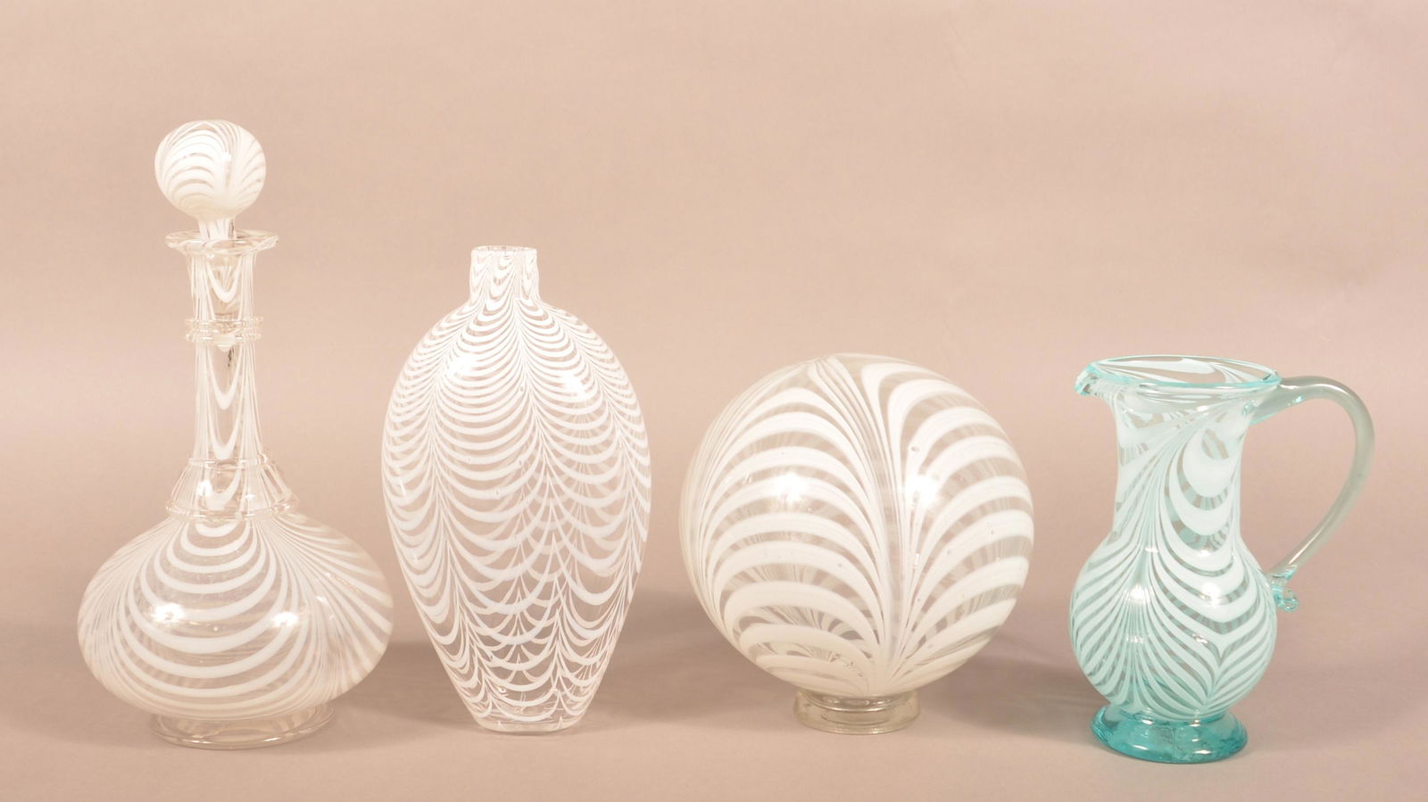 Four Pieces of Nailsea/Venetian Thread Glass. (1 of 5)