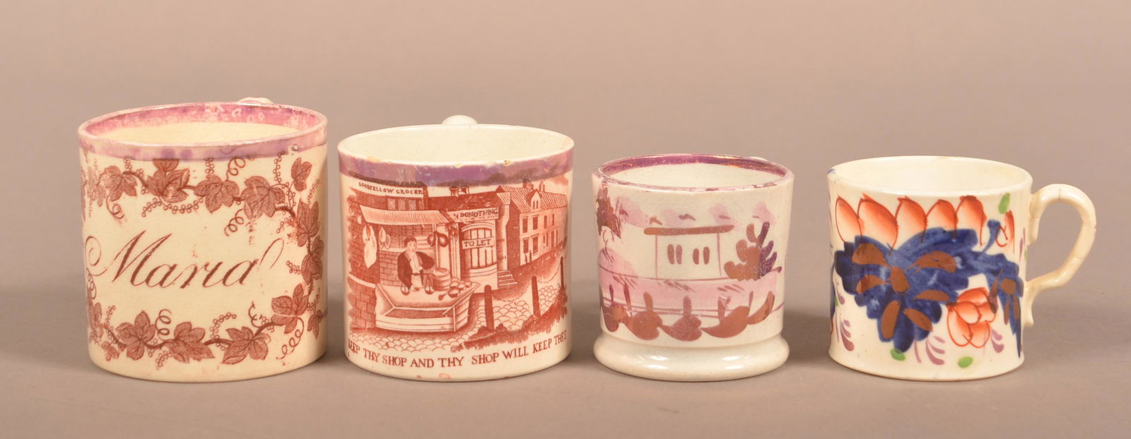 Four Various Antique China Children's Mugs. (1 of 4)