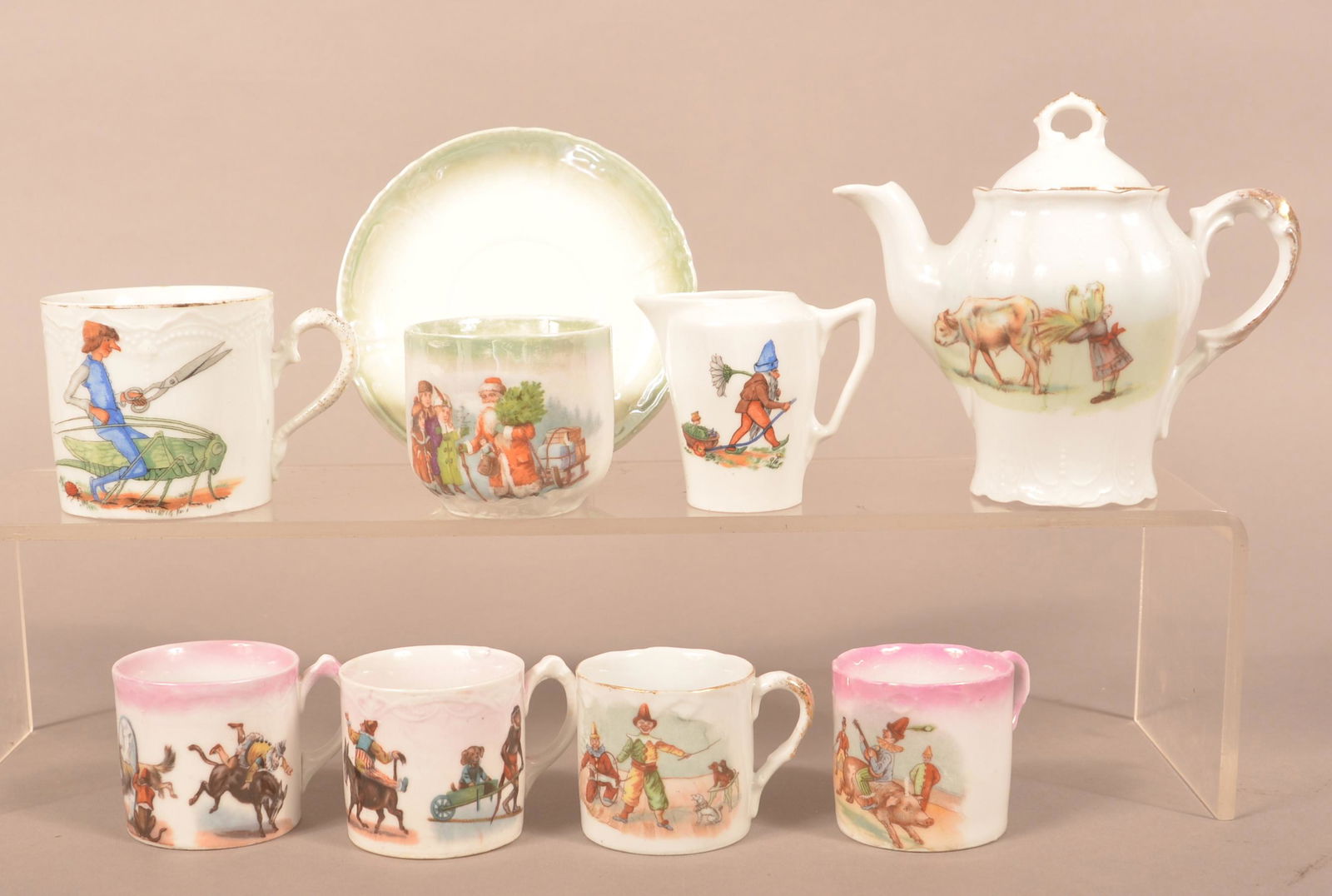 Lot of Antique Transfer-Decorated Children's China. (1 of 4)