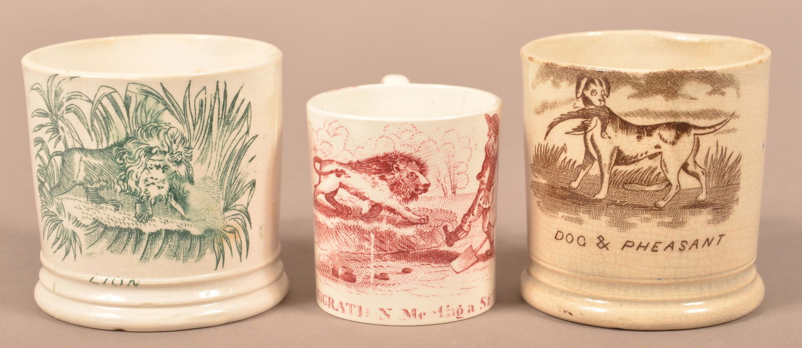 Three Transfer-Decorated Ironstone Children's Mugs. (1 of 3)