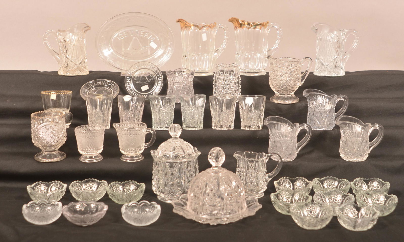 Lot of Antique Colorless Pattern Glass Children's Sets. (1 of 6)