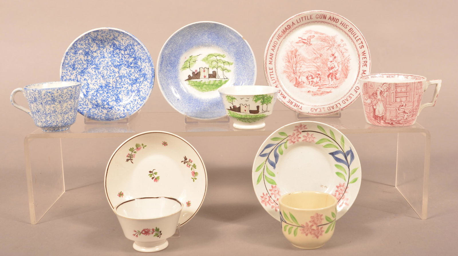 Five Antique China Children's Cups and Saucers. (1 of 4)