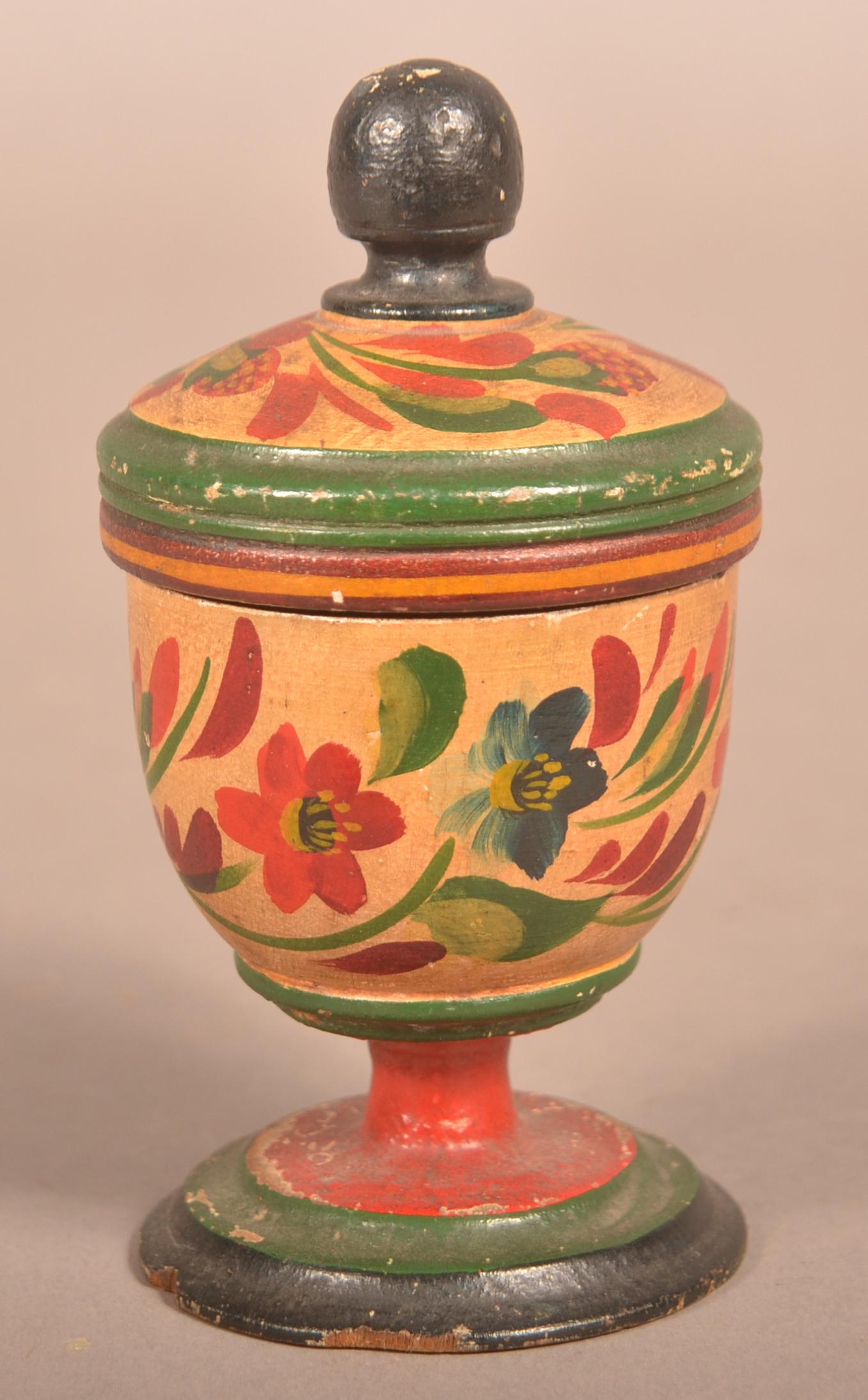 Lehnware Floral Decorated Footed Saffron Cup. (1 of 6)