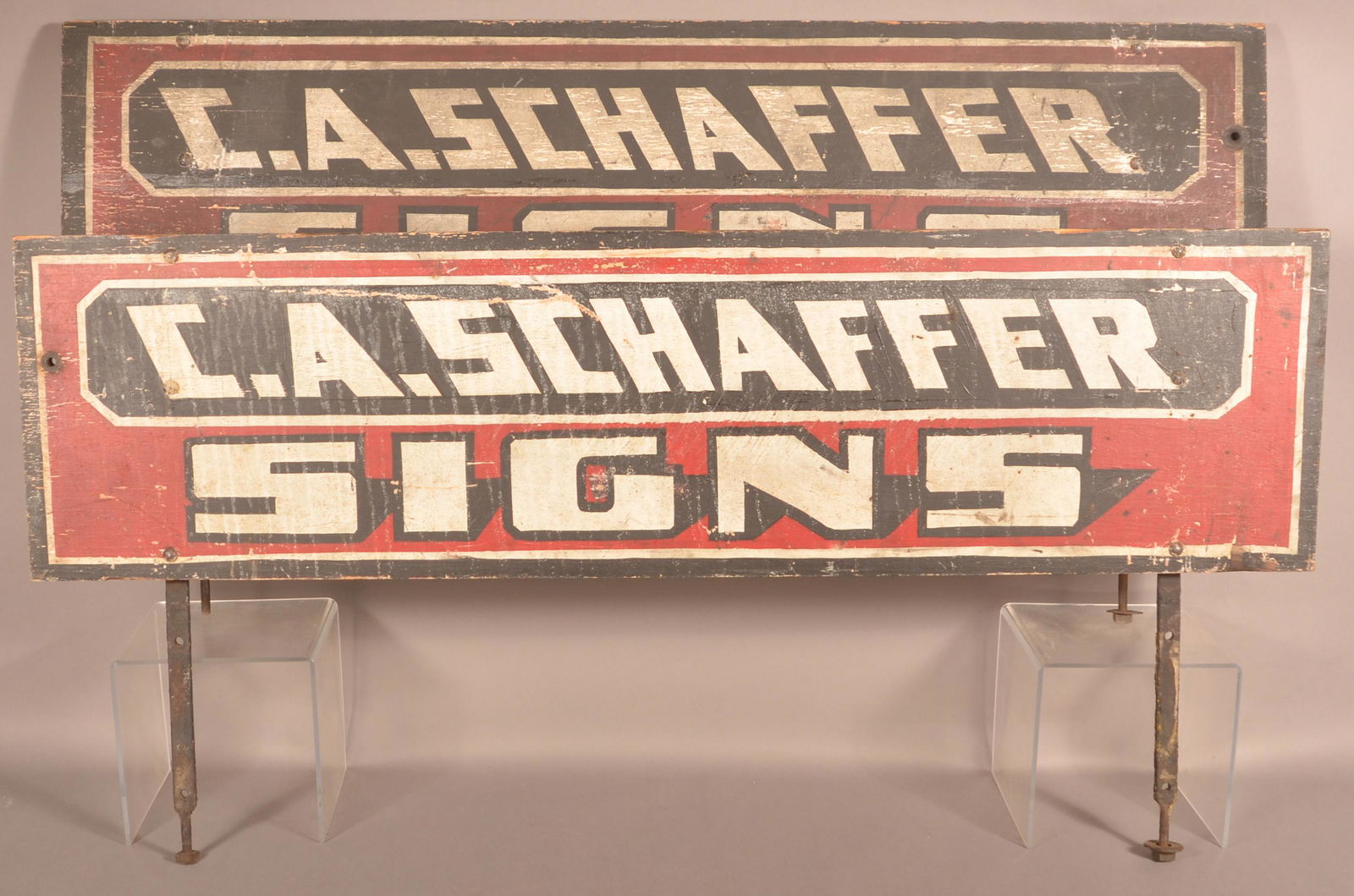 Pair of Painted Wood Advertising Wagon Box Boards. (1 of 5)
